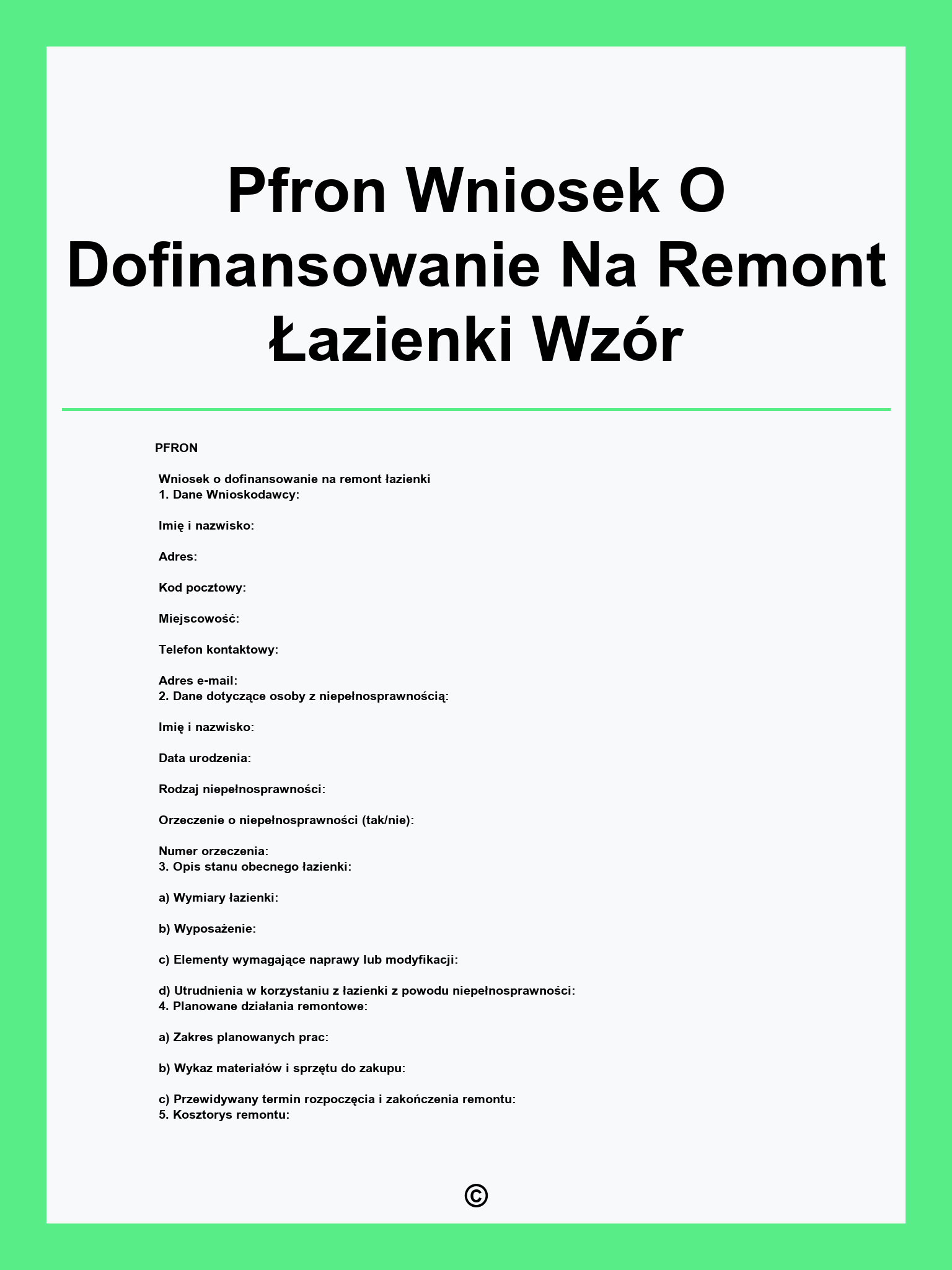 Pfron Wniosek O Dofinansowanie Na Remont Łazienki Wzór