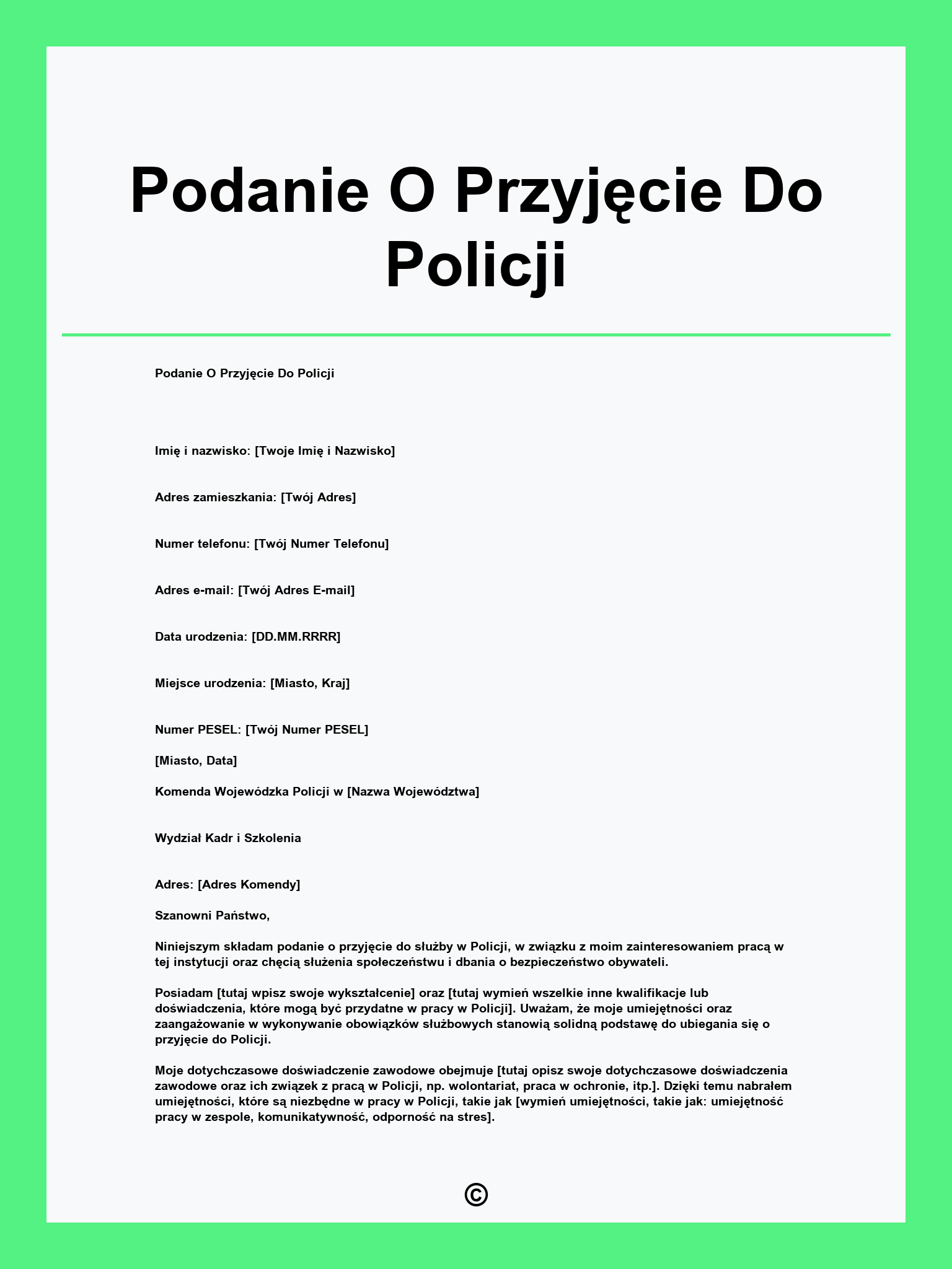 Podanie O Przyjęcie Do Policji