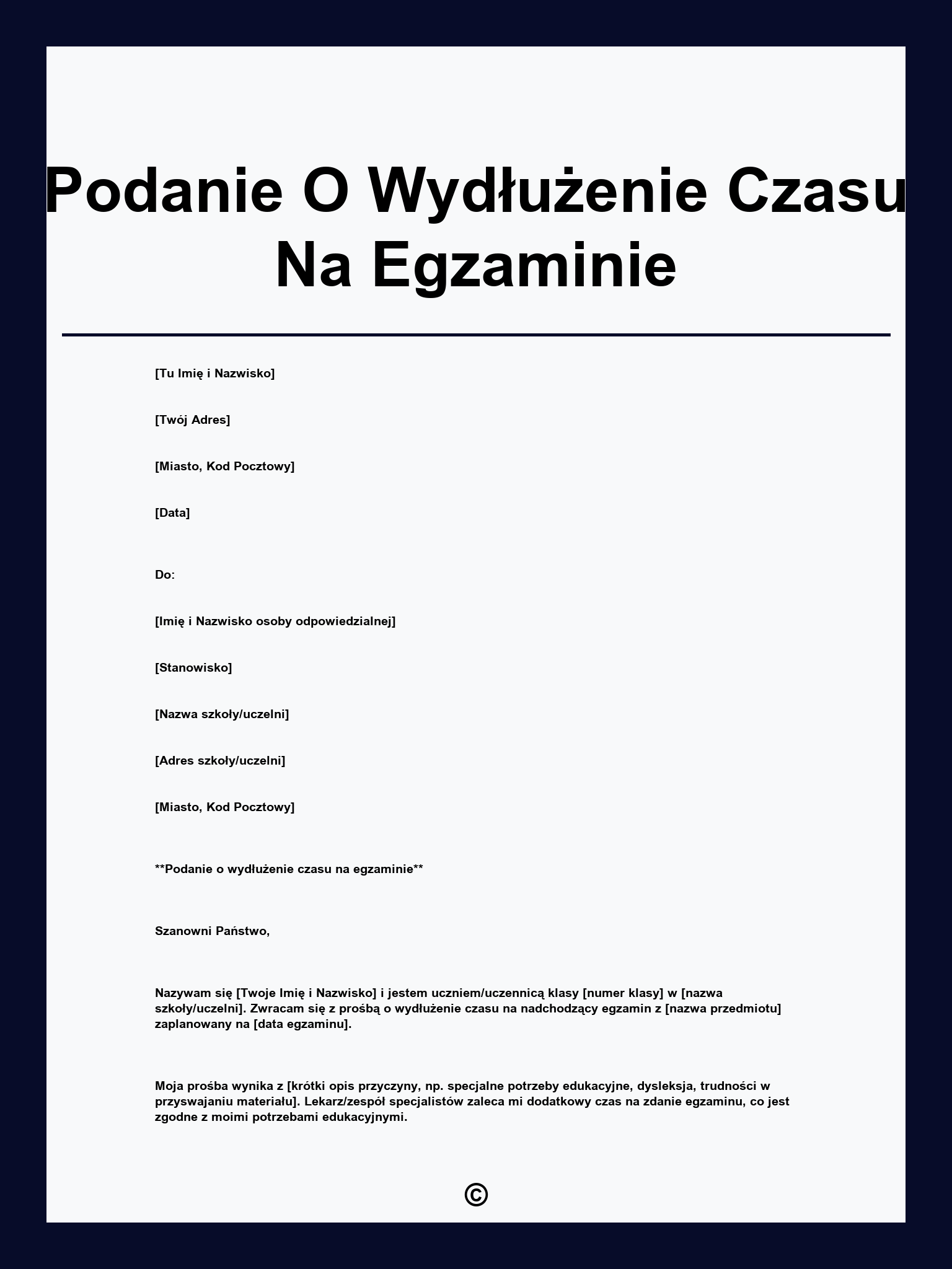 Podanie O Wydłużenie Czasu Na Egzaminie