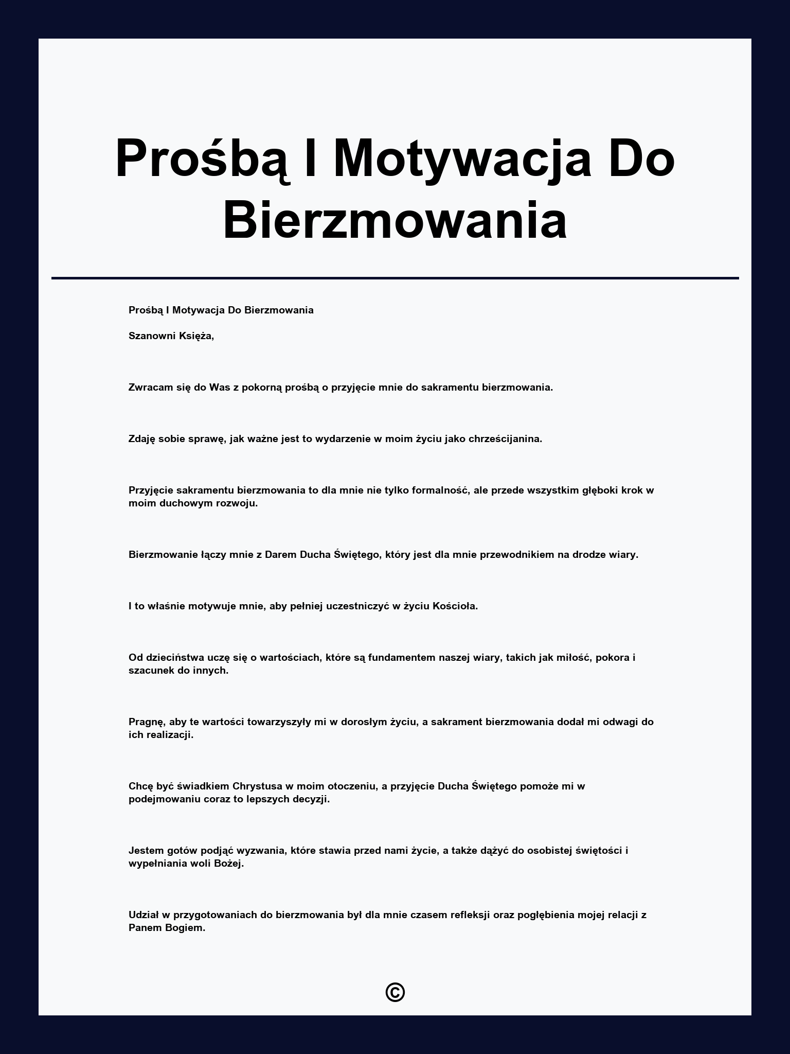 Prośbą I Motywacja Do Bierzmowania