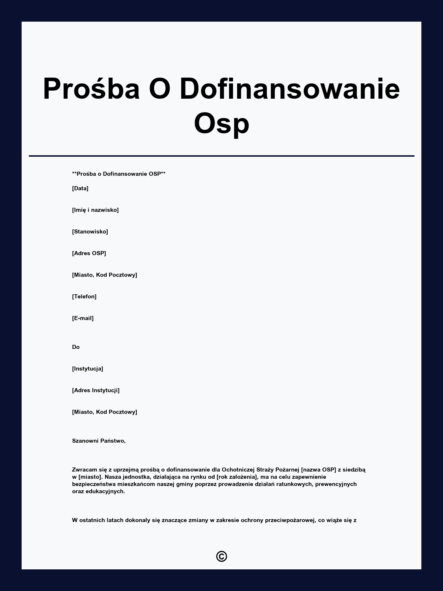 Prośba O Dofinansowanie Osp