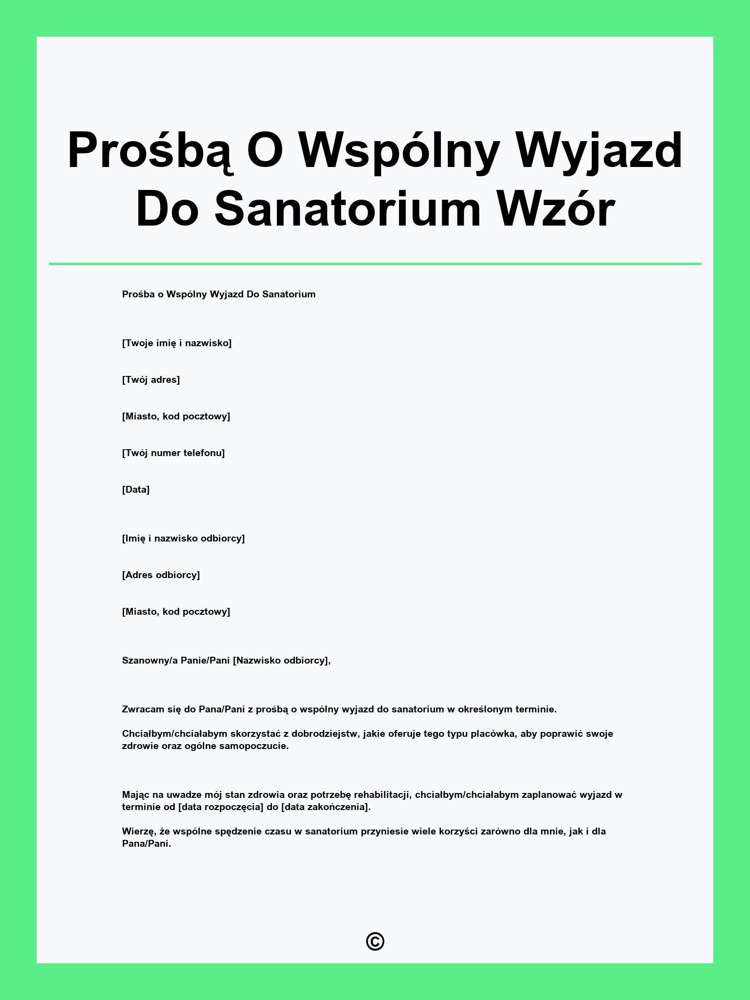 Prośbą O Wspólny Wyjazd Do Sanatorium Wzór
