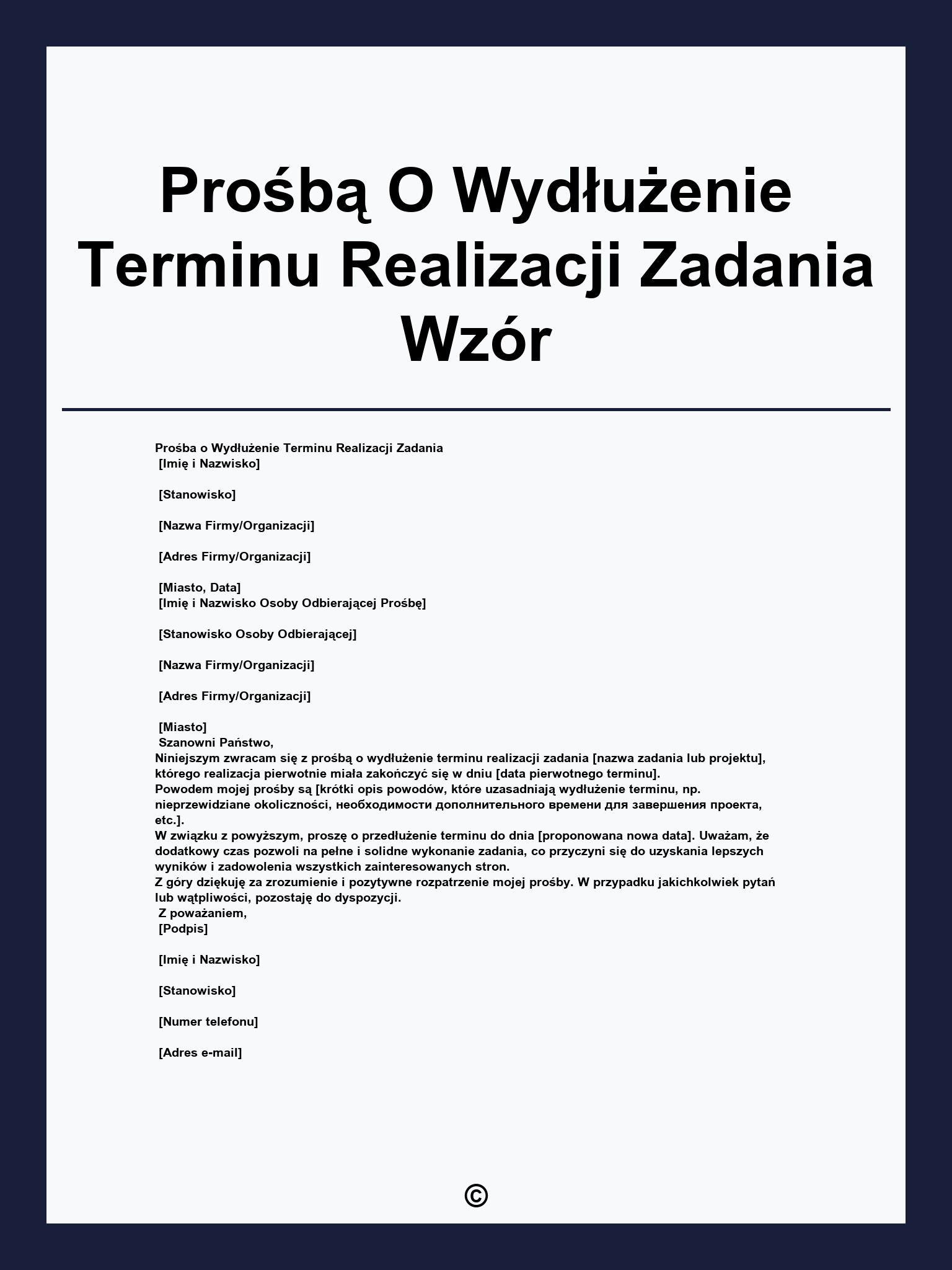 Prośbą O Wydłużenie Terminu Realizacji Zadania Wzór