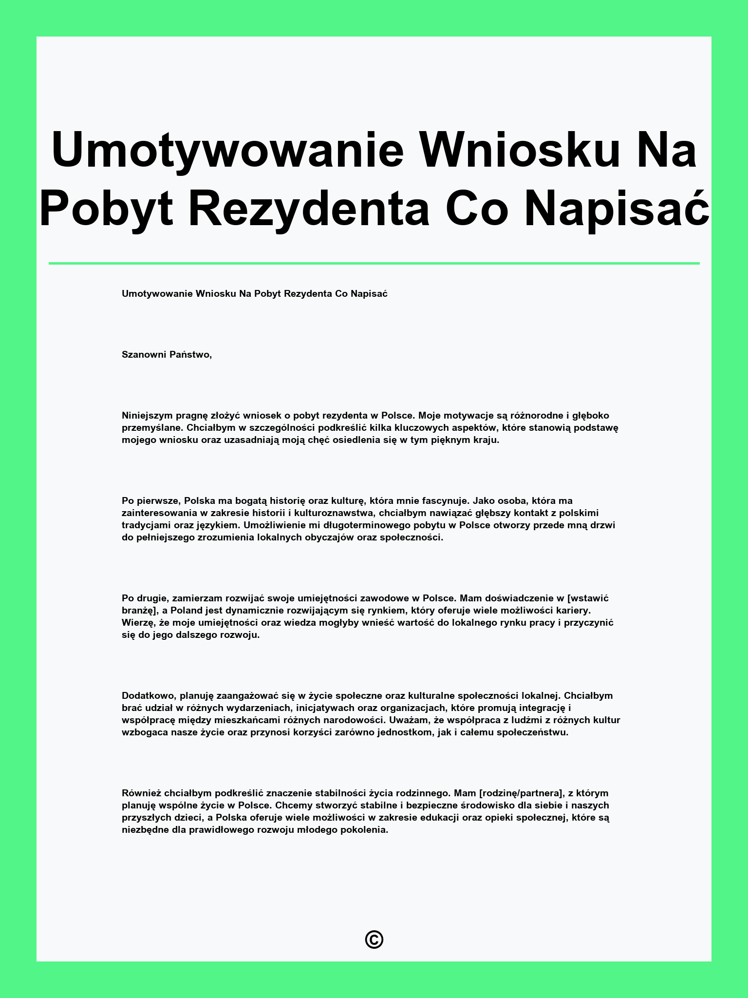 Umotywowanie Wniosku Na Pobyt Rezydenta Co Napisać