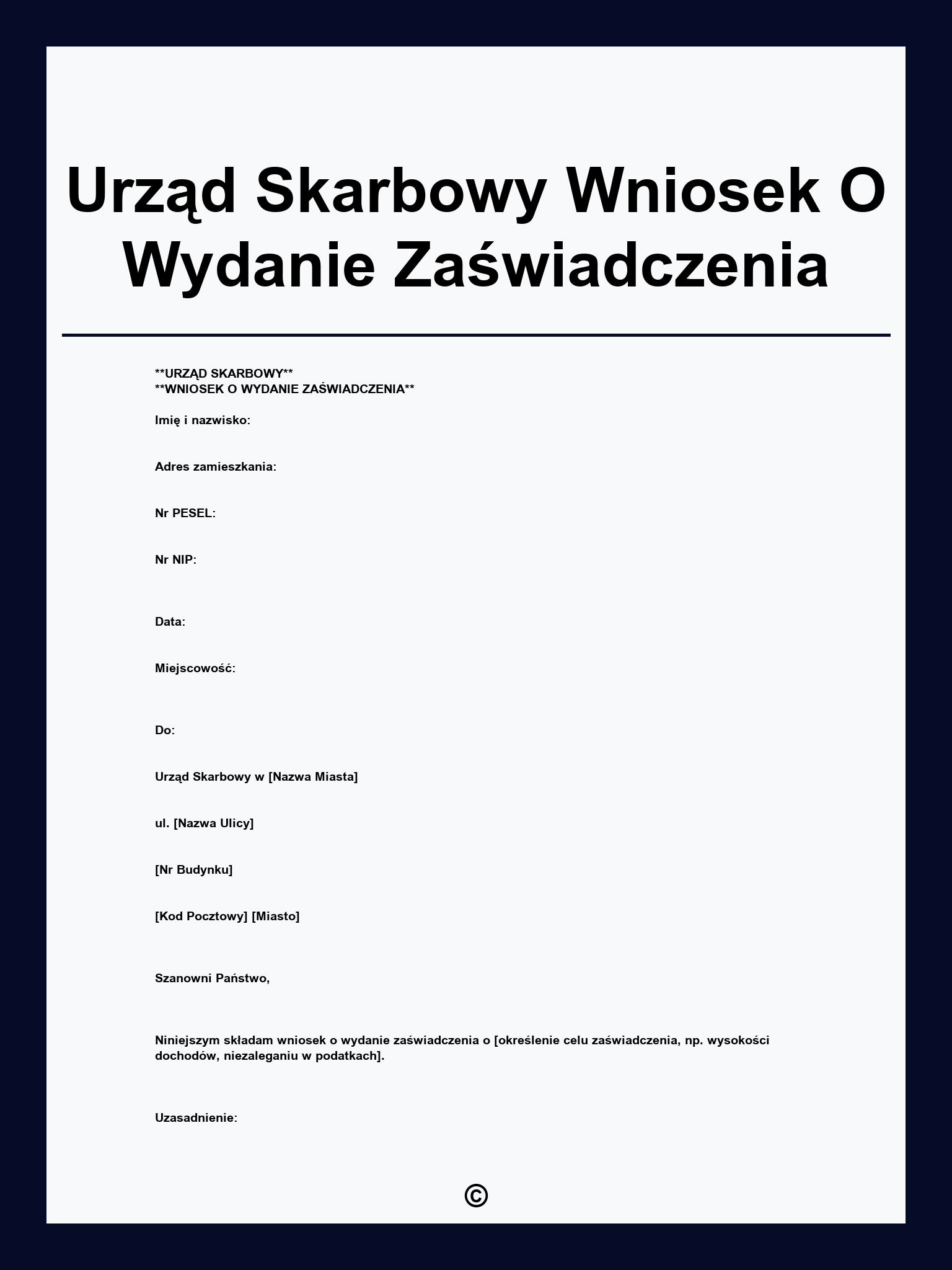 Urząd Skarbowy Wniosek O Wydanie Zaświadczenia