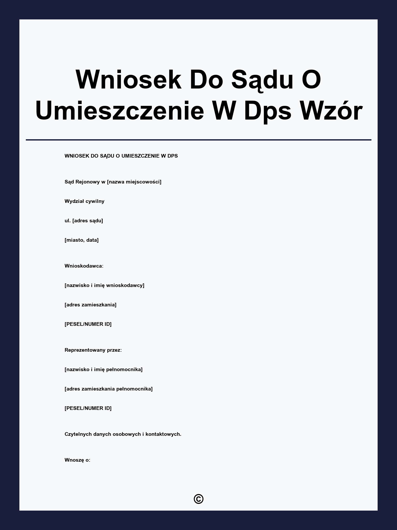 Wniosek Do Sądu O Umieszczenie W Dps Wzór