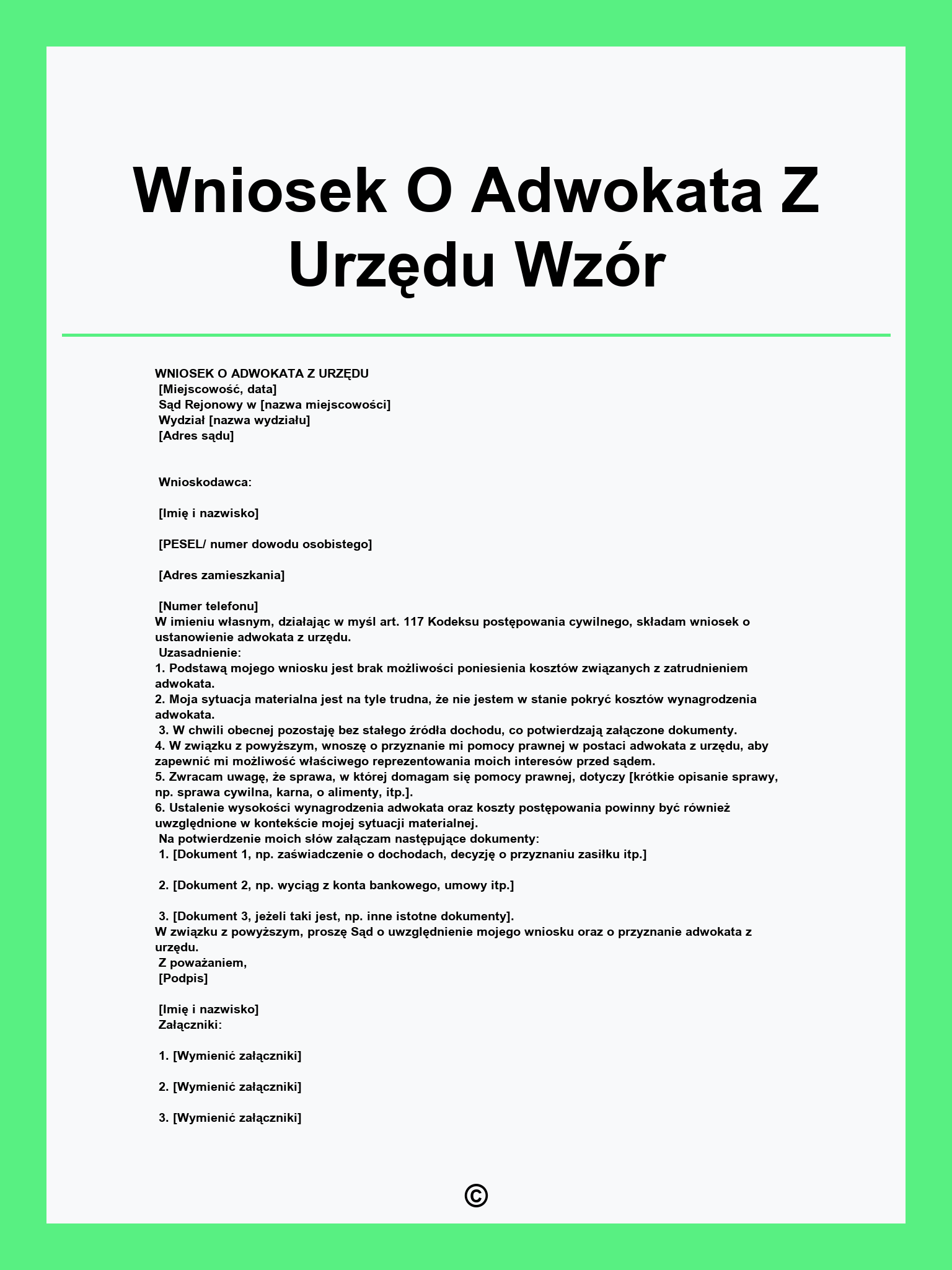 Wniosek O Adwokata Z Urzędu Wzór