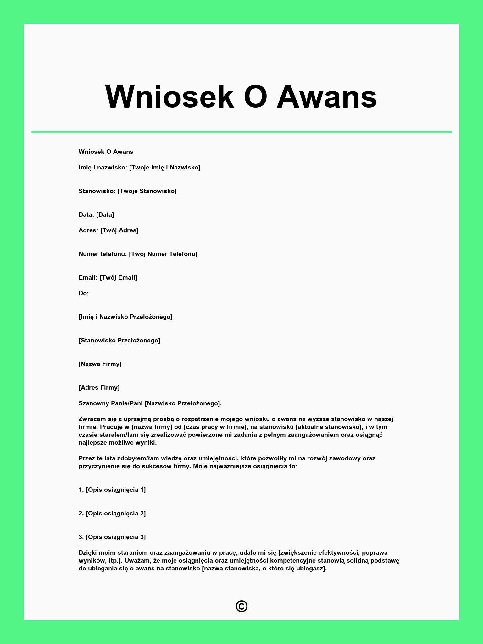 Wniosek O Awans