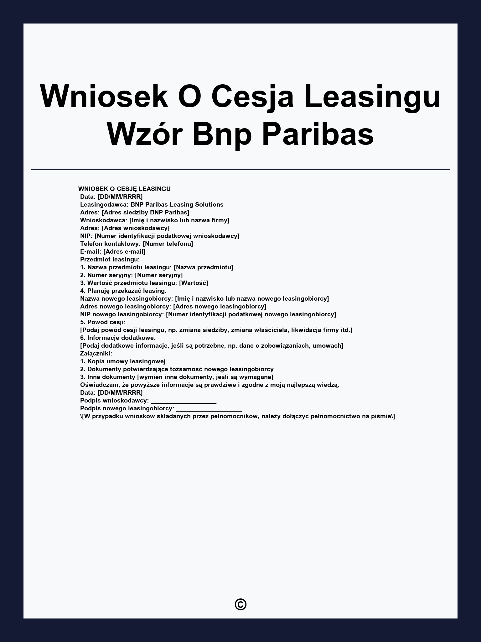 Wniosek O Cesja Leasingu Wzór Bnp Paribas