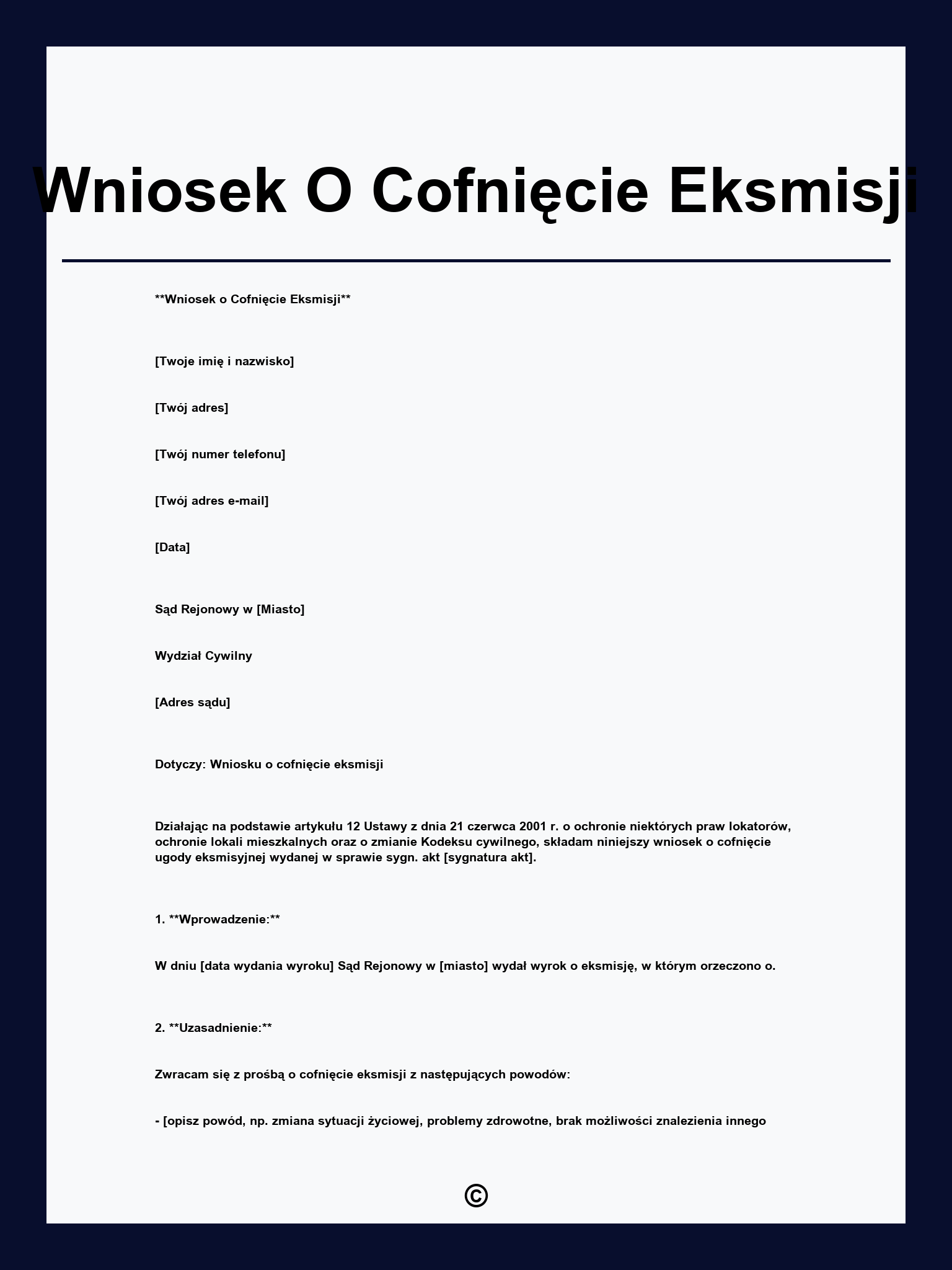 Wniosek O Cofnięcie Eksmisji
