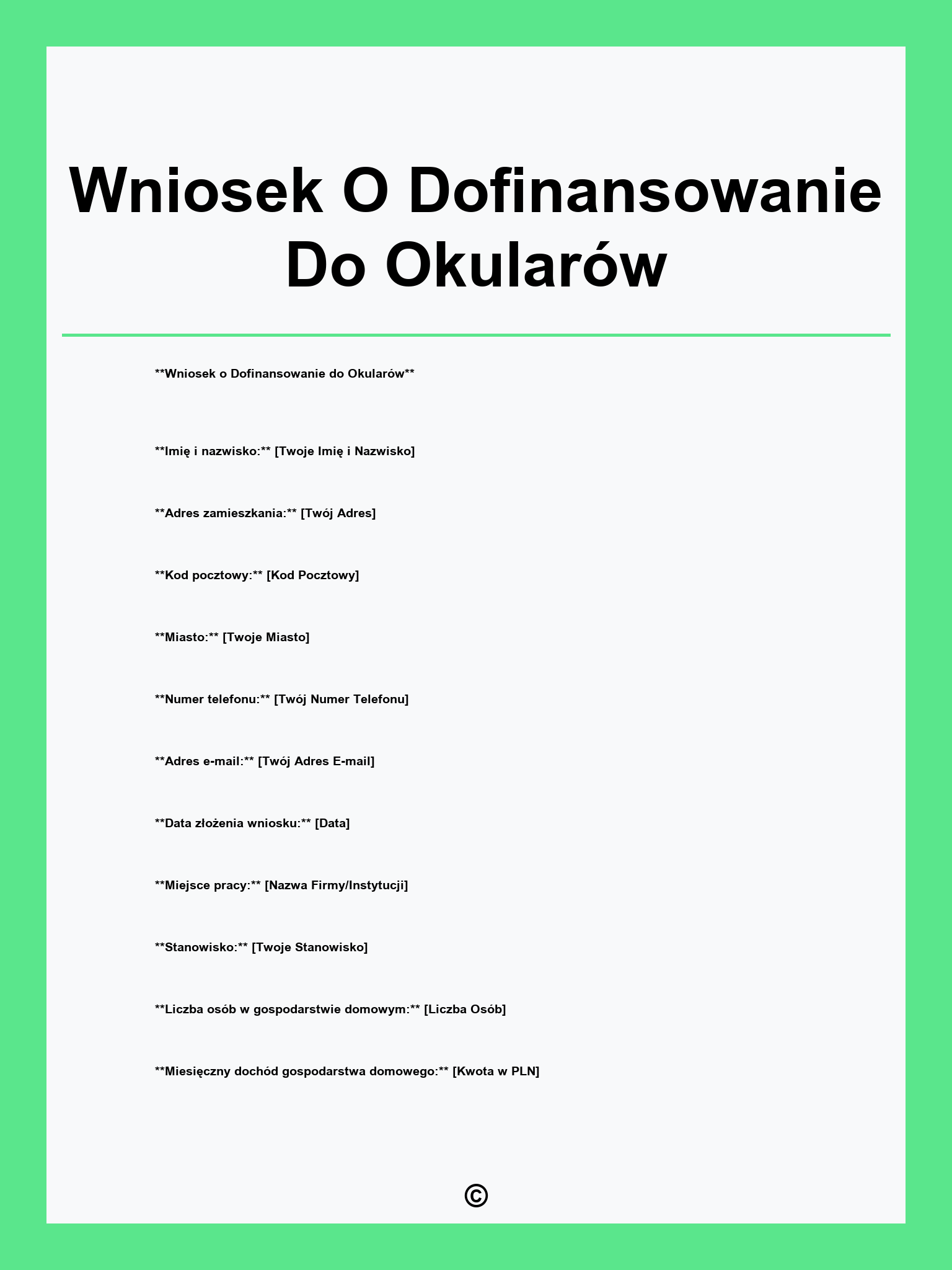 Wniosek O Dofinansowanie Do Okularów