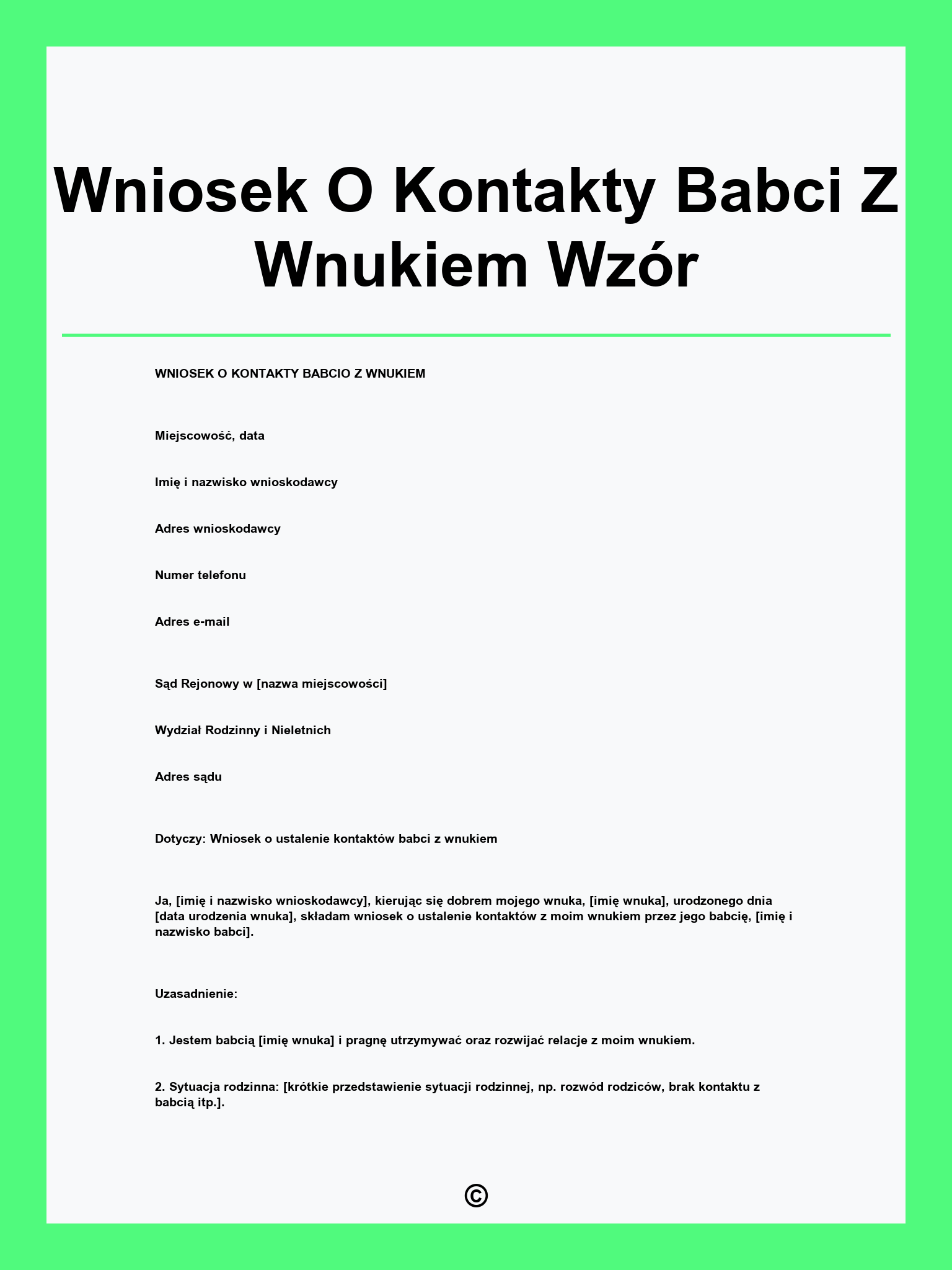 Wniosek O Kontakty Babci Z Wnukiem Wzór