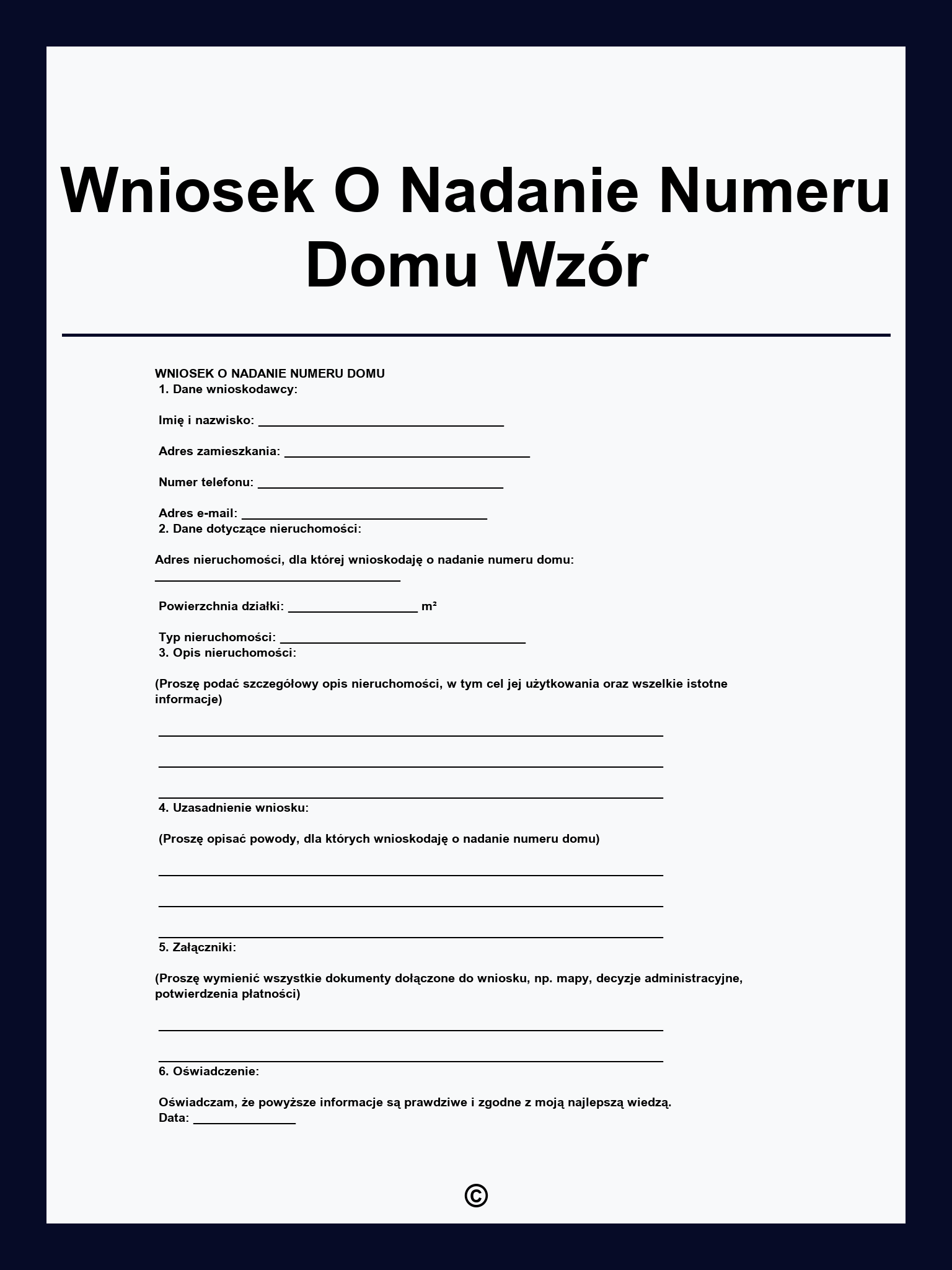 Wniosek O Nadanie Numeru Domu Wzór