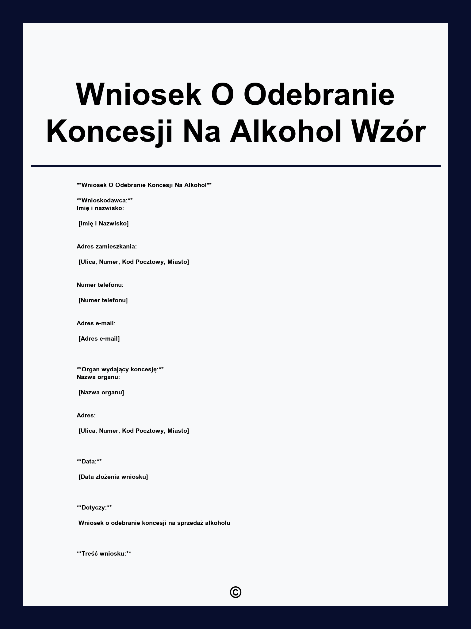 Wniosek O Odebranie Koncesji Na Alkohol Wzór