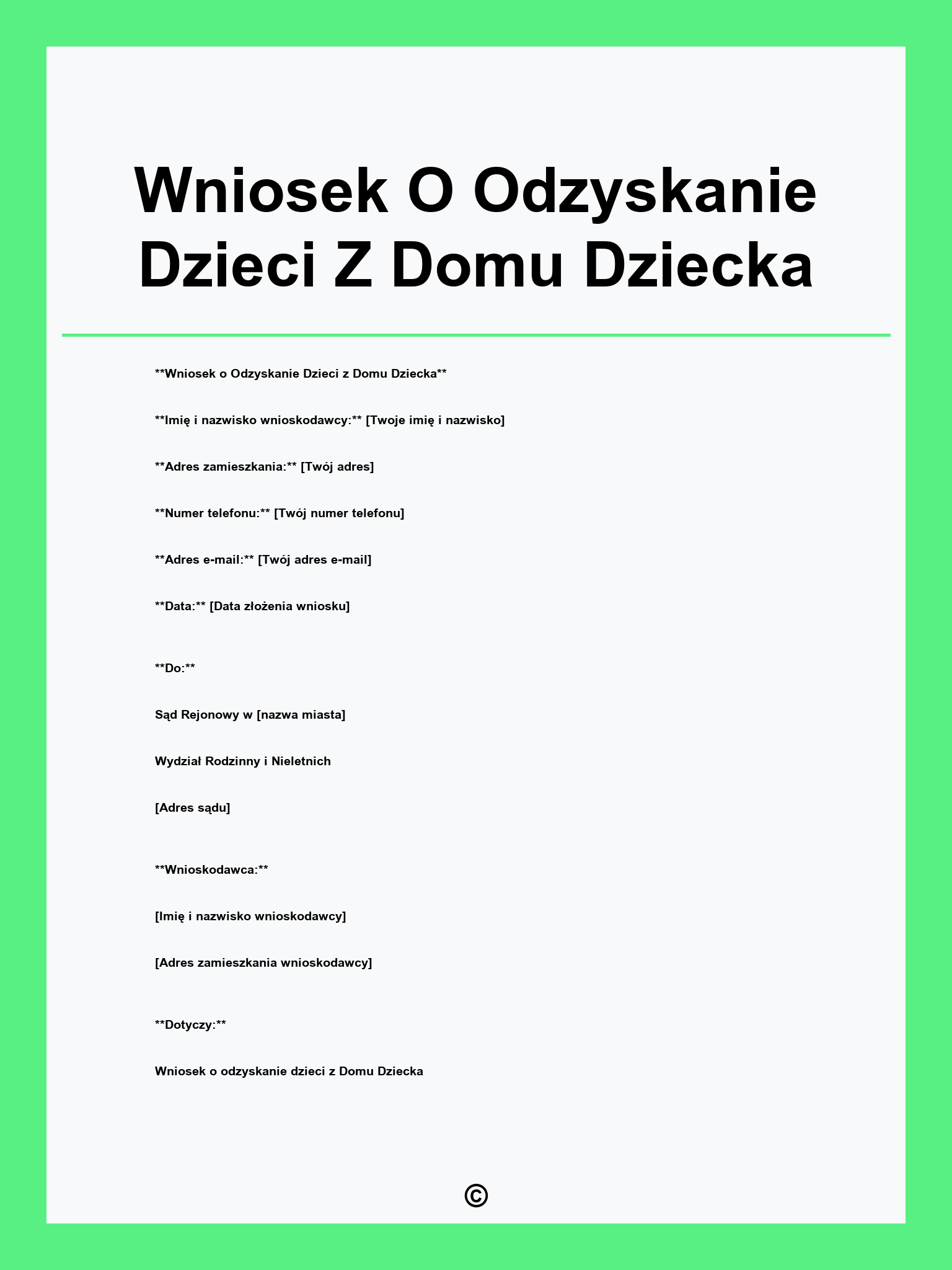 Wniosek O Odzyskanie Dzieci Z Domu Dziecka