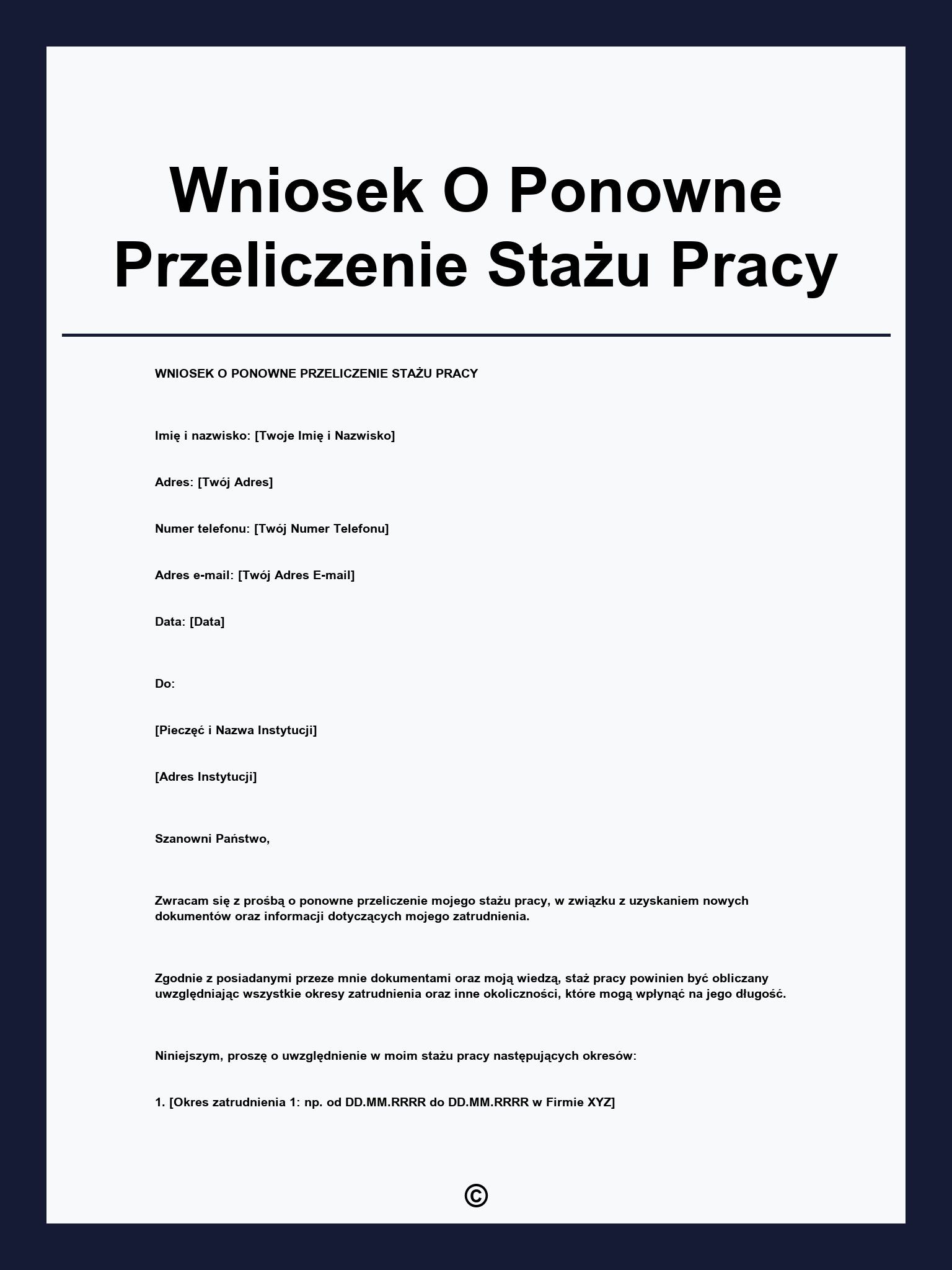 Wniosek O Ponowne Przeliczenie Stażu Pracy