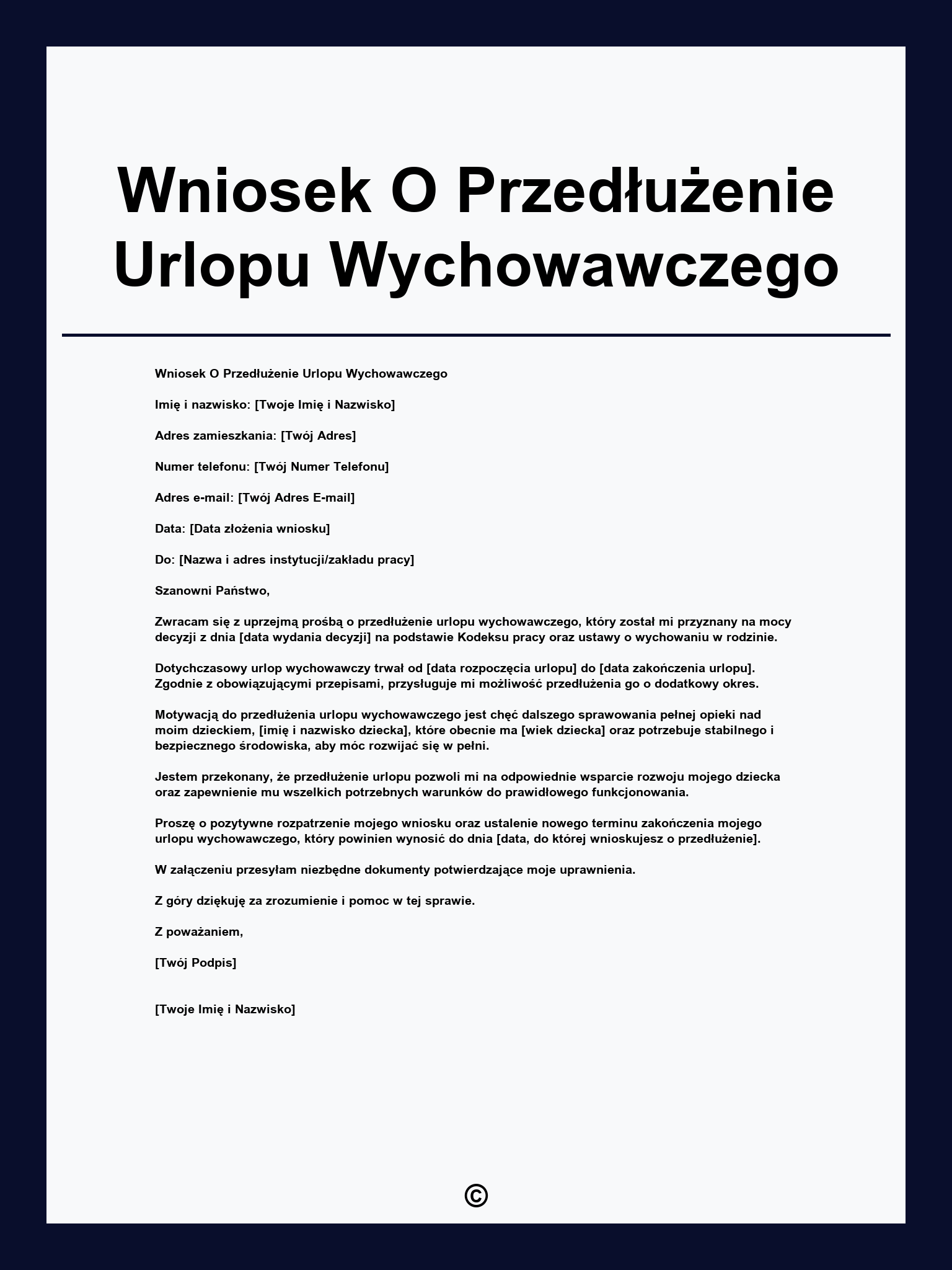 Wniosek O Przedłużenie Urlopu Wychowawczego