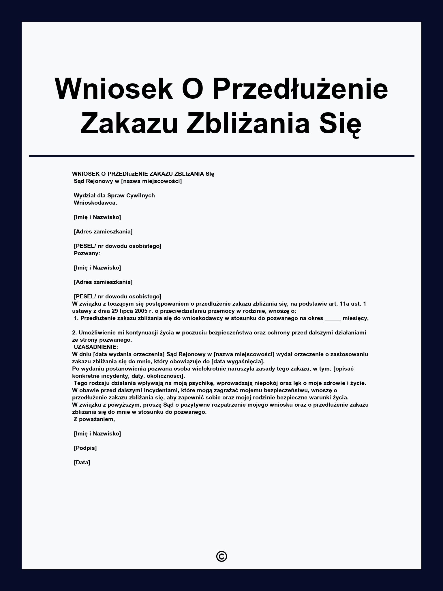 Wniosek O Przedłużenie Zakazu Zbliżania Się