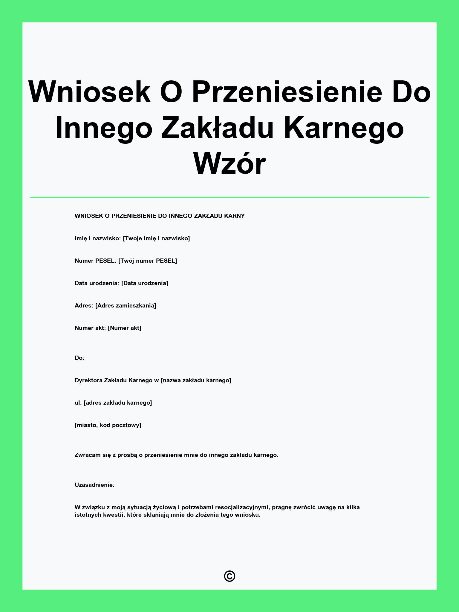 Wniosek O Przeniesienie Do Innego Zakładu Karnego Wzór