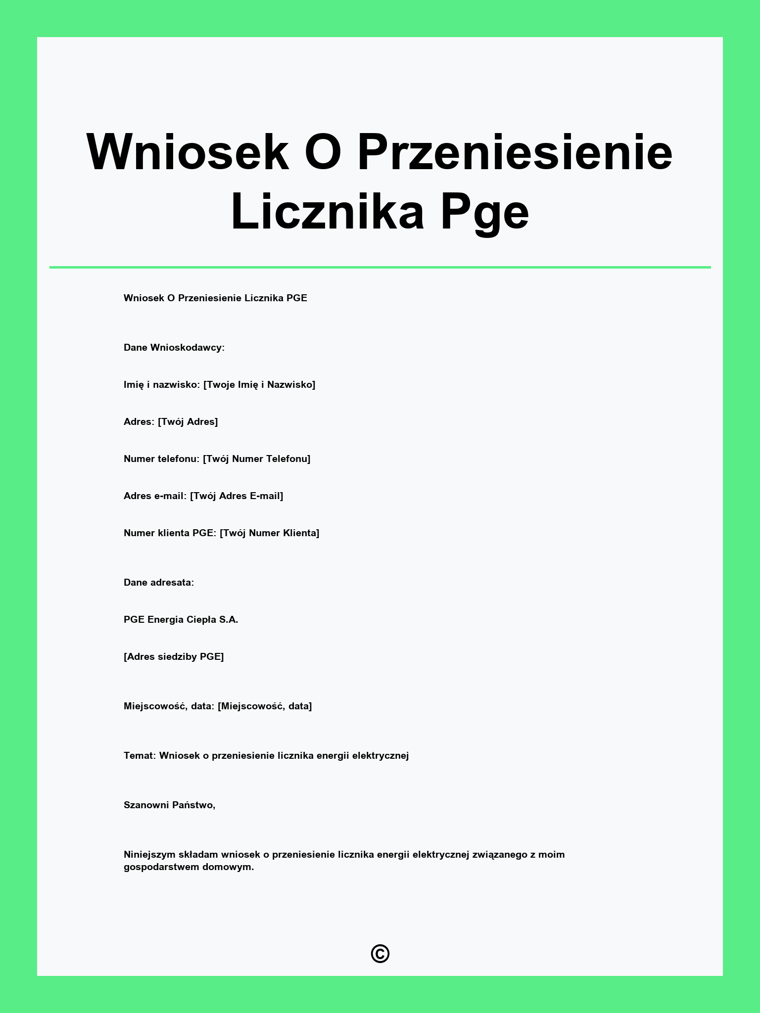 Wniosek O Przeniesienie Licznika Pge