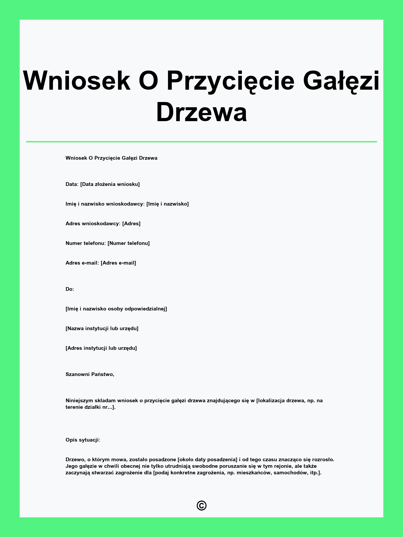 Wniosek O Przycięcie Gałęzi Drzewa