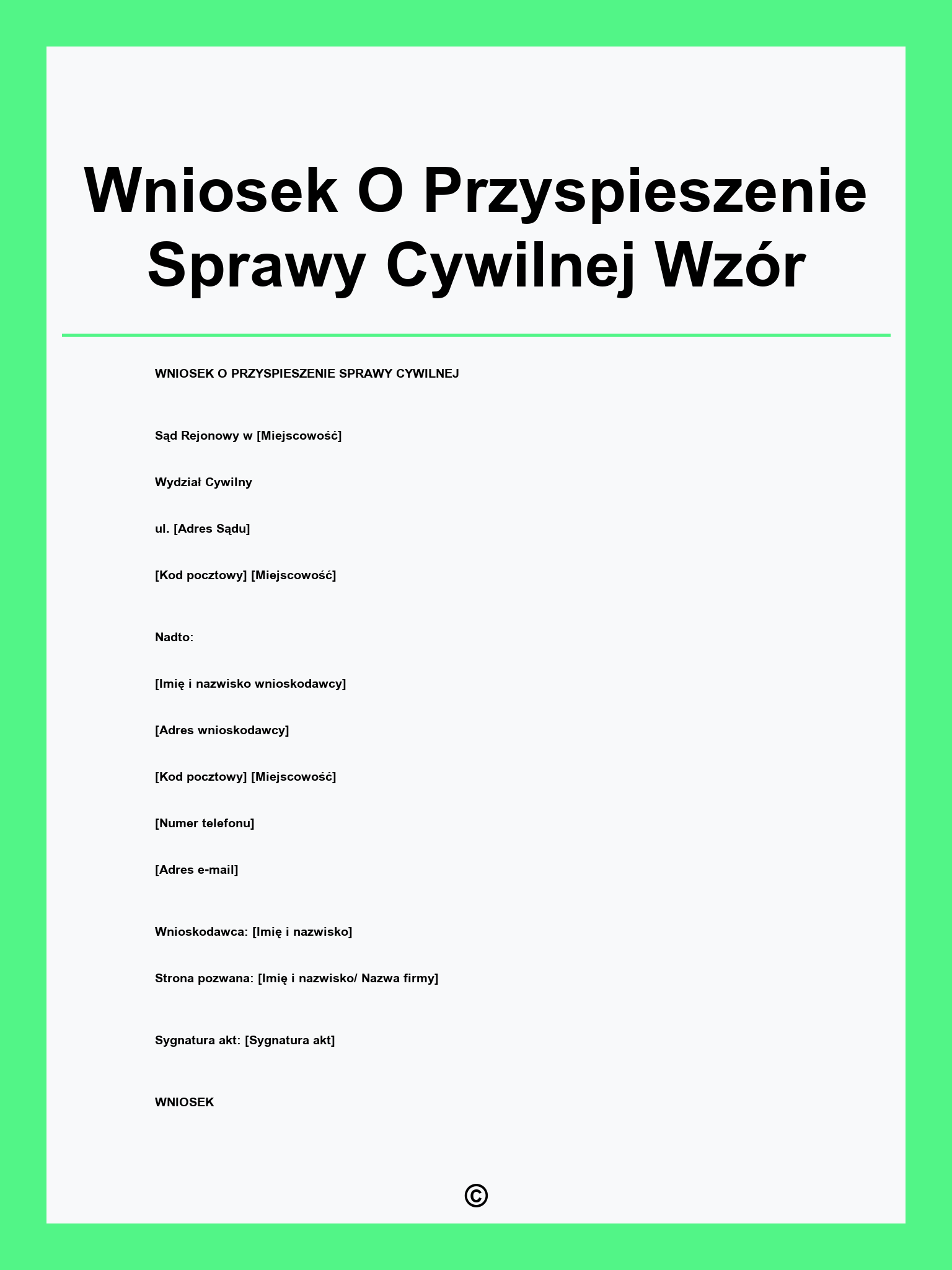 Wniosek O Przyspieszenie Sprawy Cywilnej Wzór