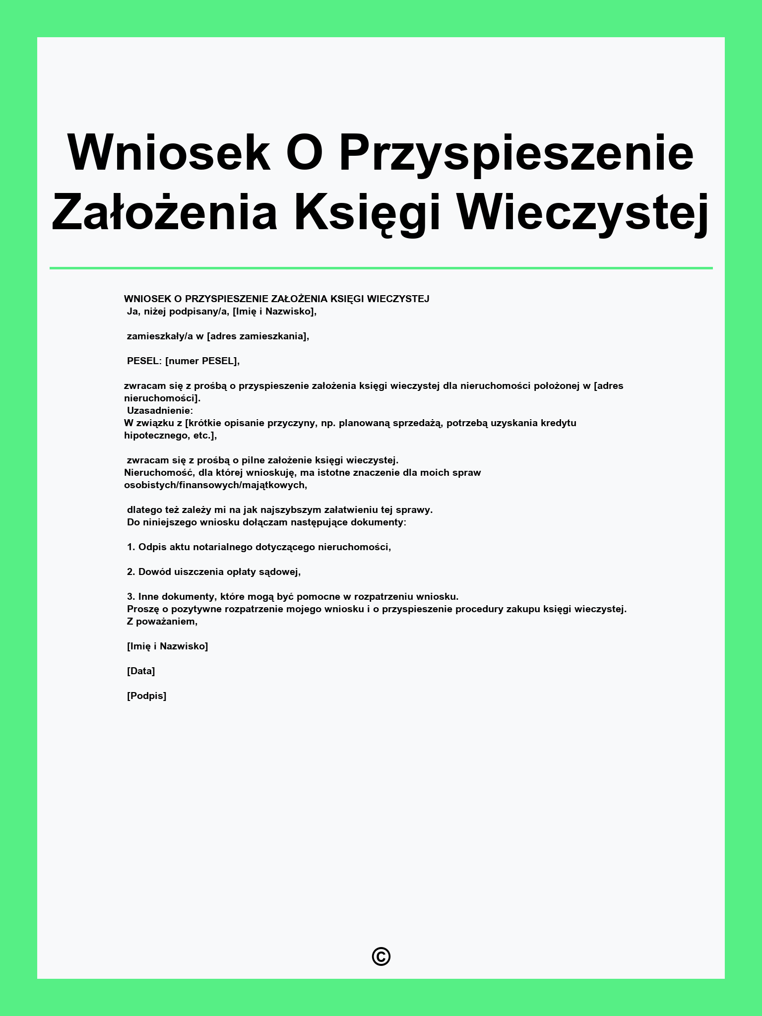 Wniosek O Przyspieszenie Założenia Księgi Wieczystej