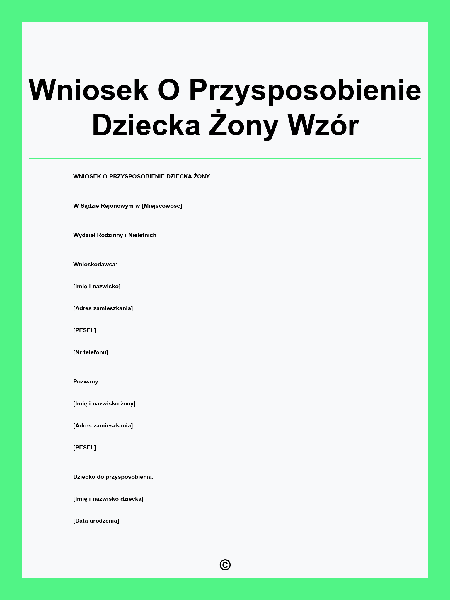 Wniosek O Przysposobienie Dziecka Żony Wzór