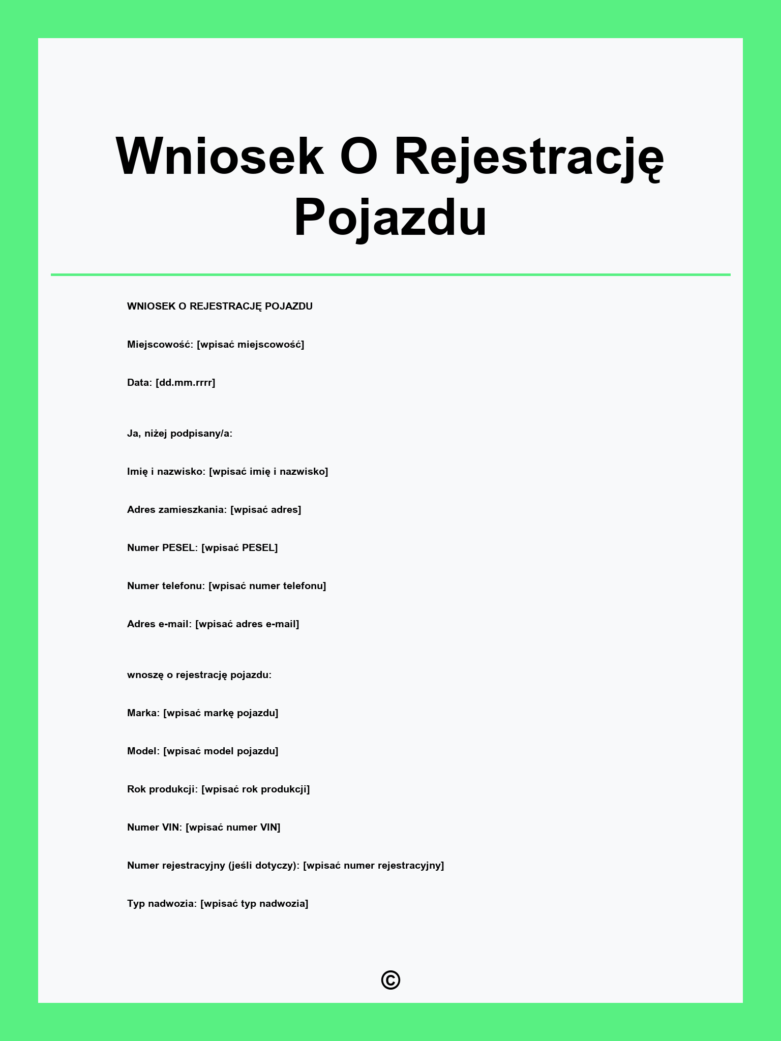 Wniosek O Rejestrację Pojazdu