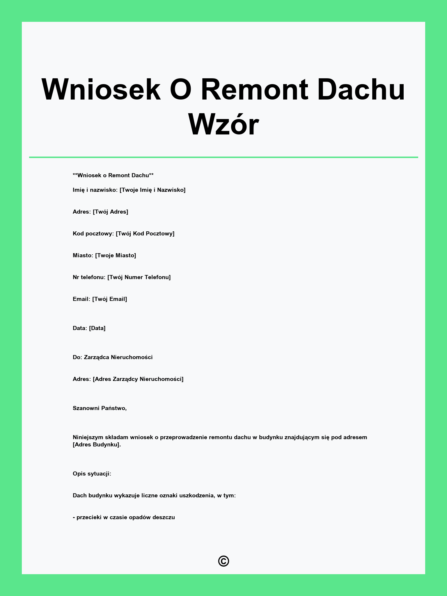 Wniosek O Remont Dachu Wzór