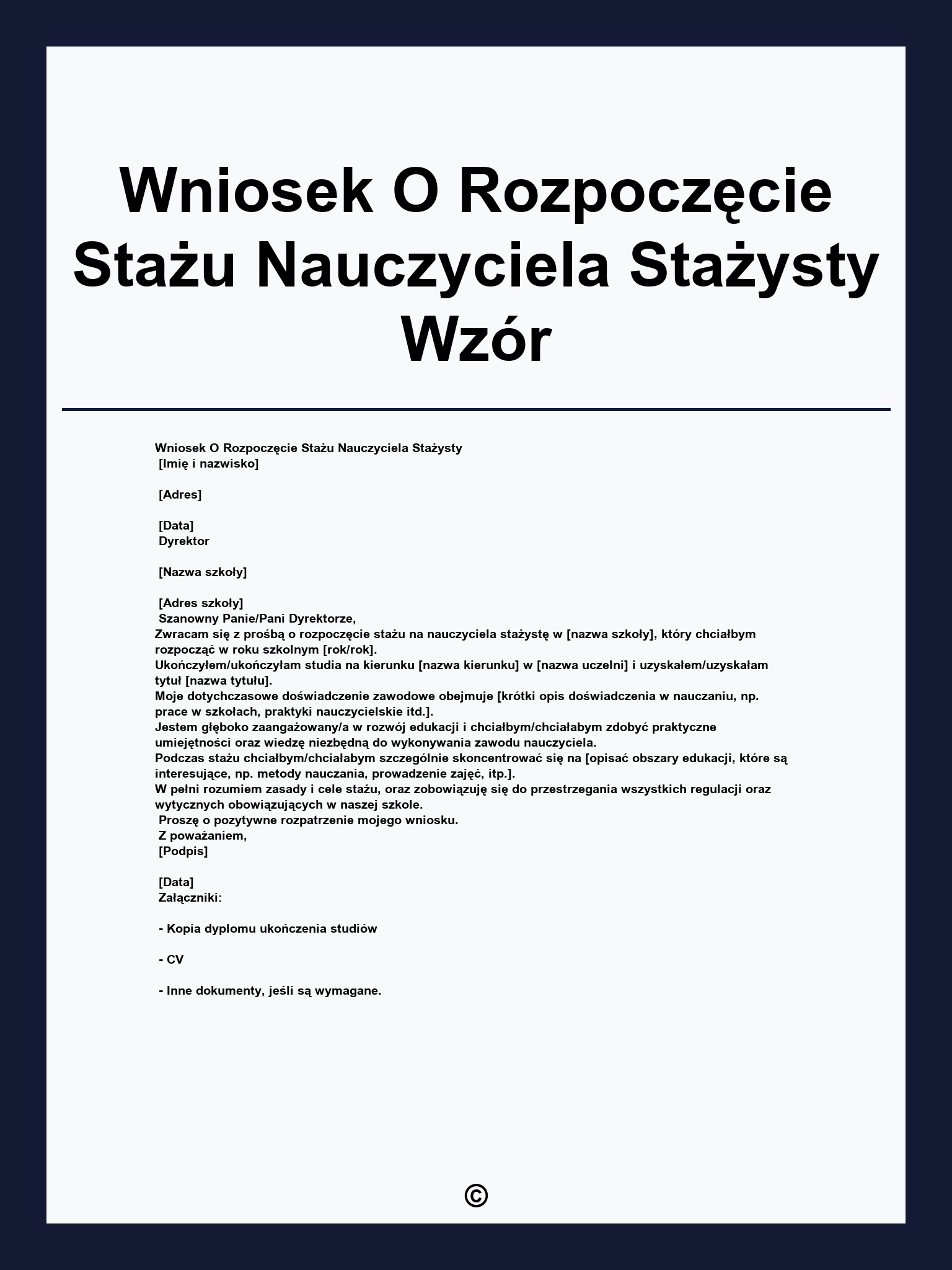 Wniosek O Rozpoczęcie Stażu Nauczyciela Stażysty Wzór