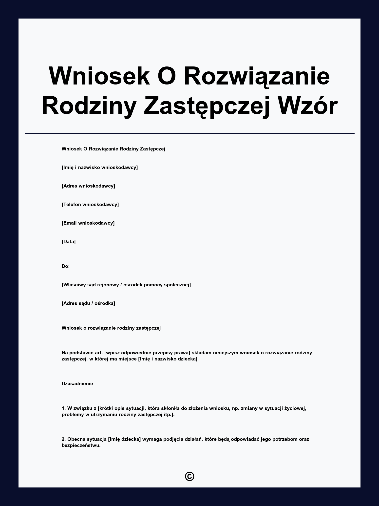 Wniosek O Rozwiązanie Rodziny Zastępczej Wzór