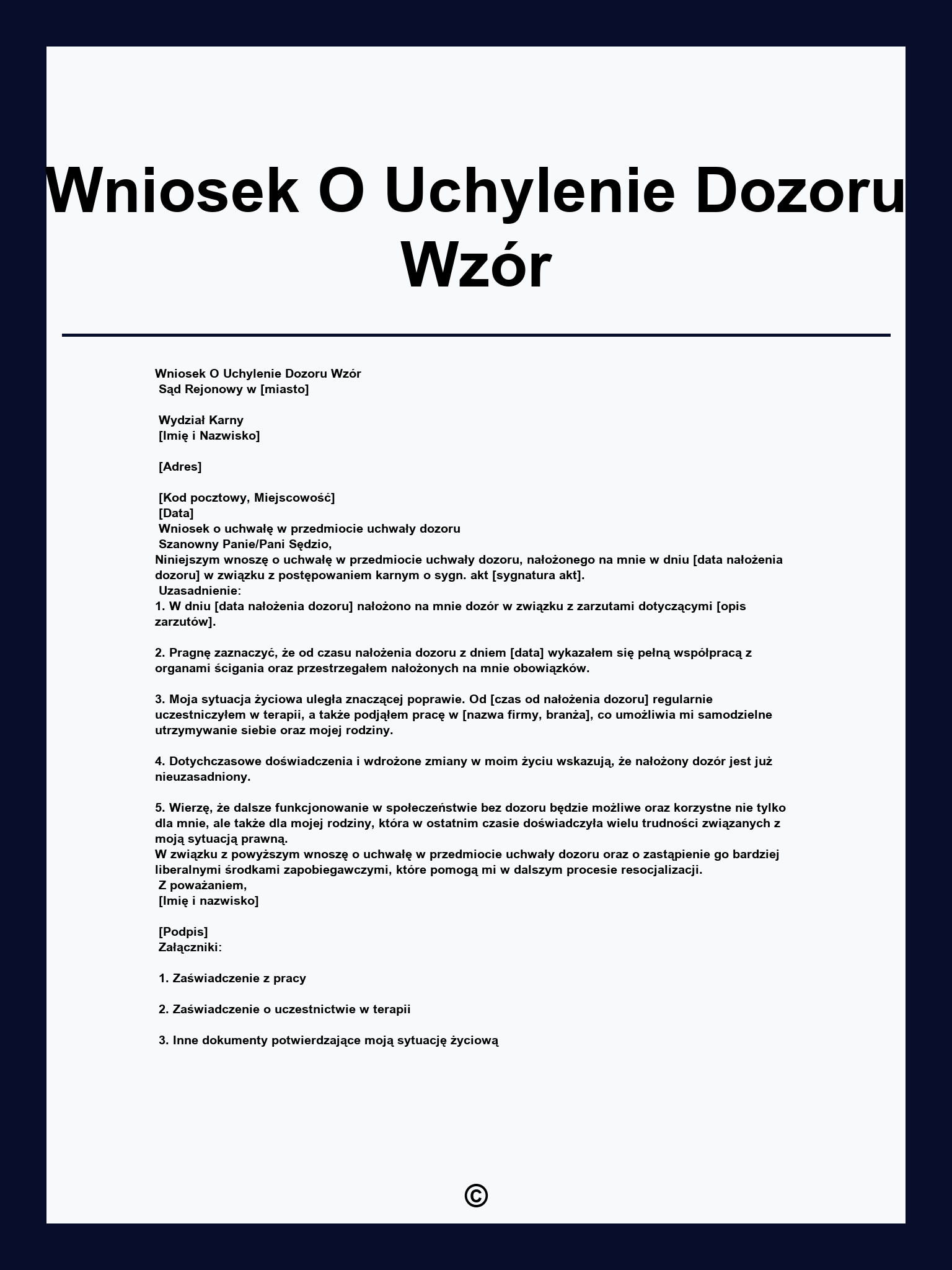Wniosek O Uchylenie Dozoru Wzór