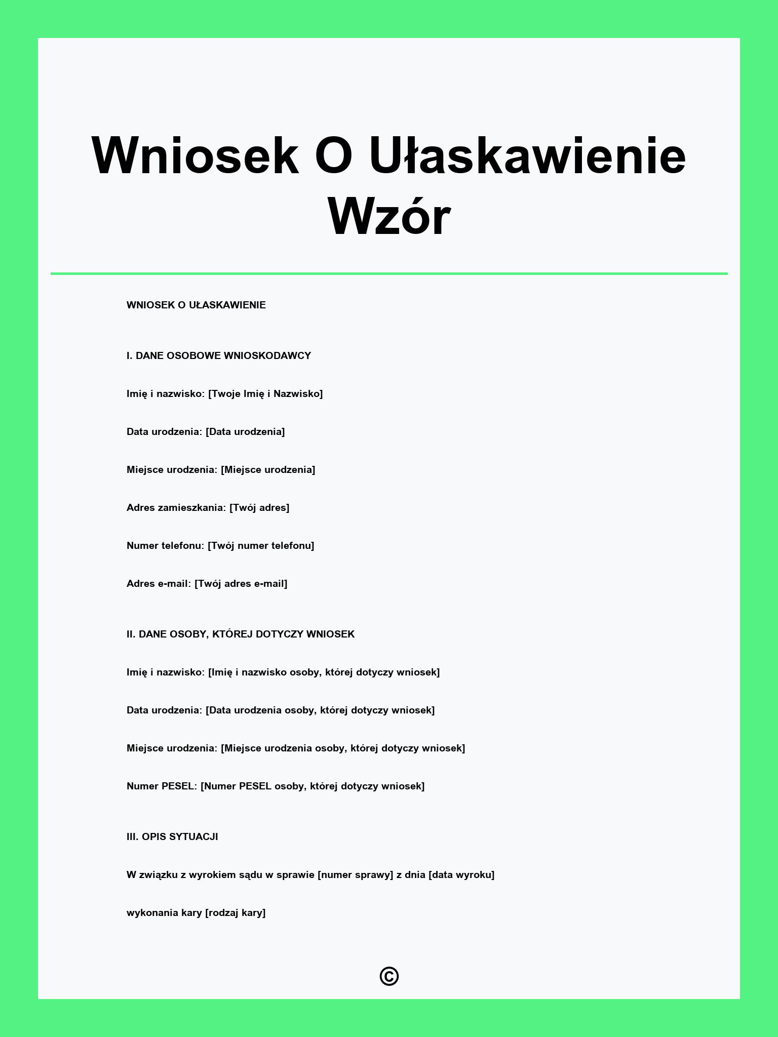 Wniosek O Ułaskawienie Wzór