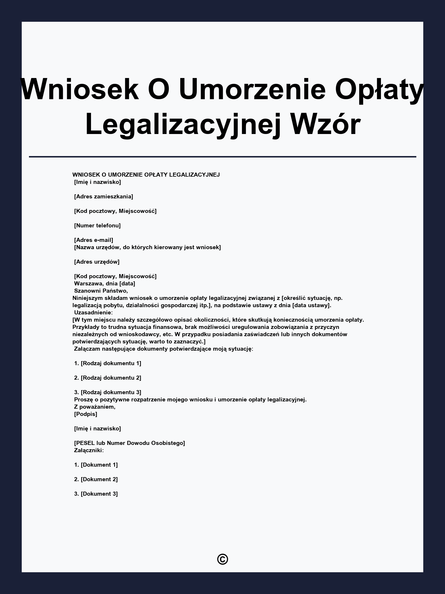 Wniosek O Umorzenie Opłaty Legalizacyjnej Wzór