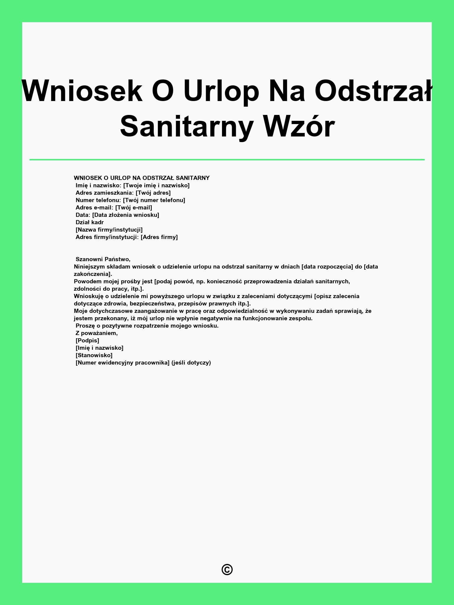 Wniosek O Urlop Na Odstrzał Sanitarny Wzór