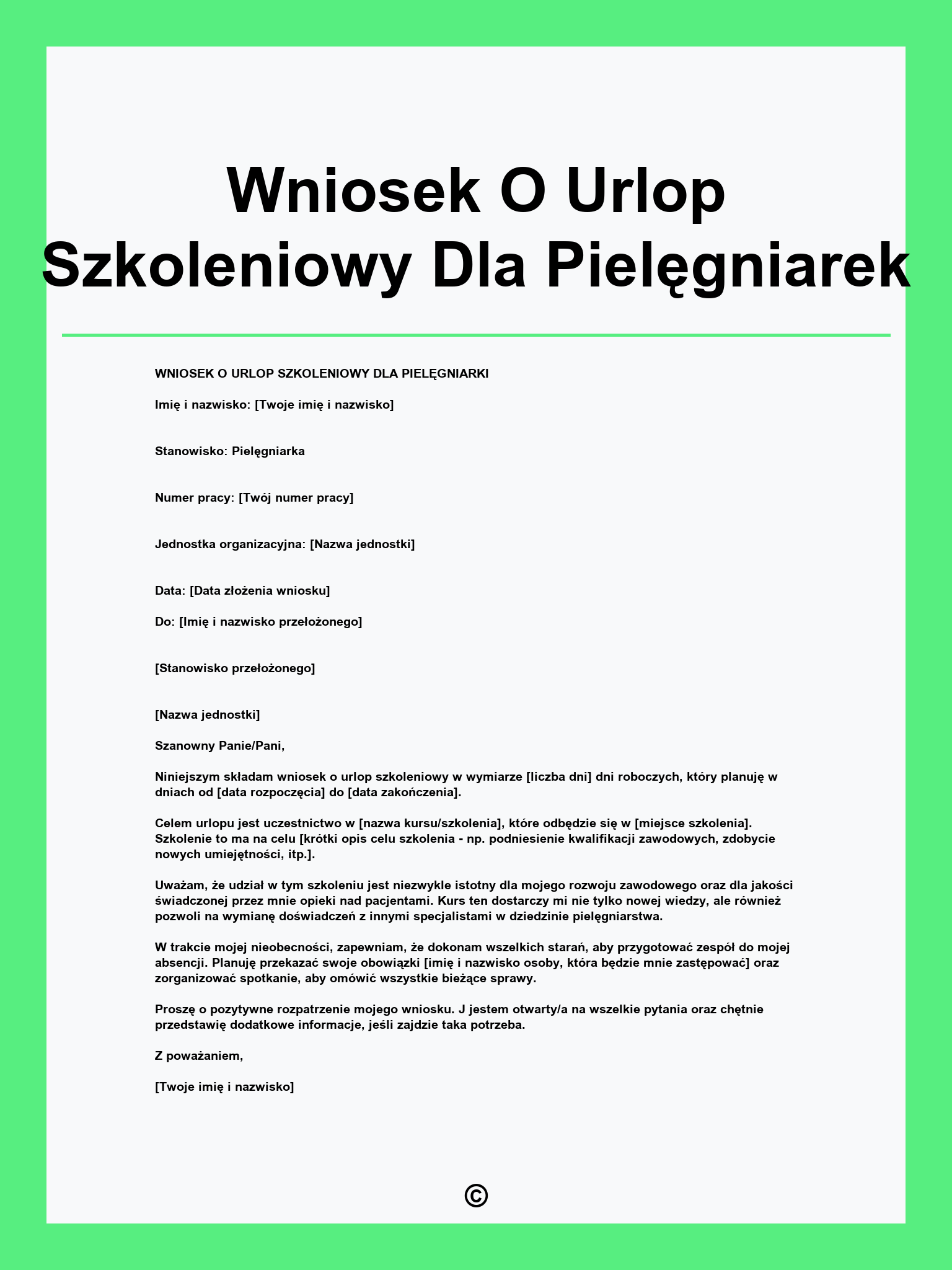 Wniosek O Urlop Szkoleniowy Dla Pielęgniarek