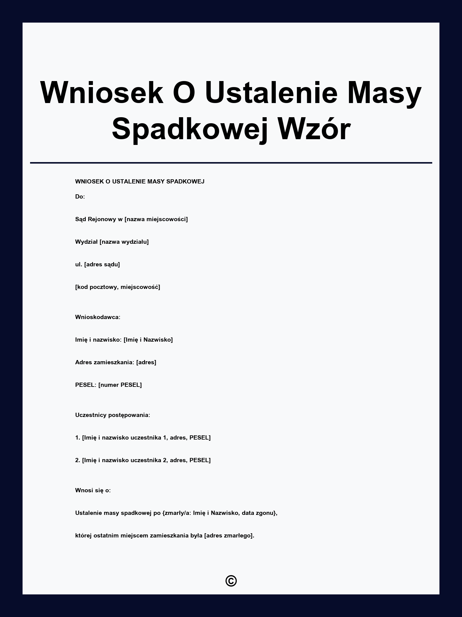 Wniosek O Ustalenie Masy Spadkowej Wzór