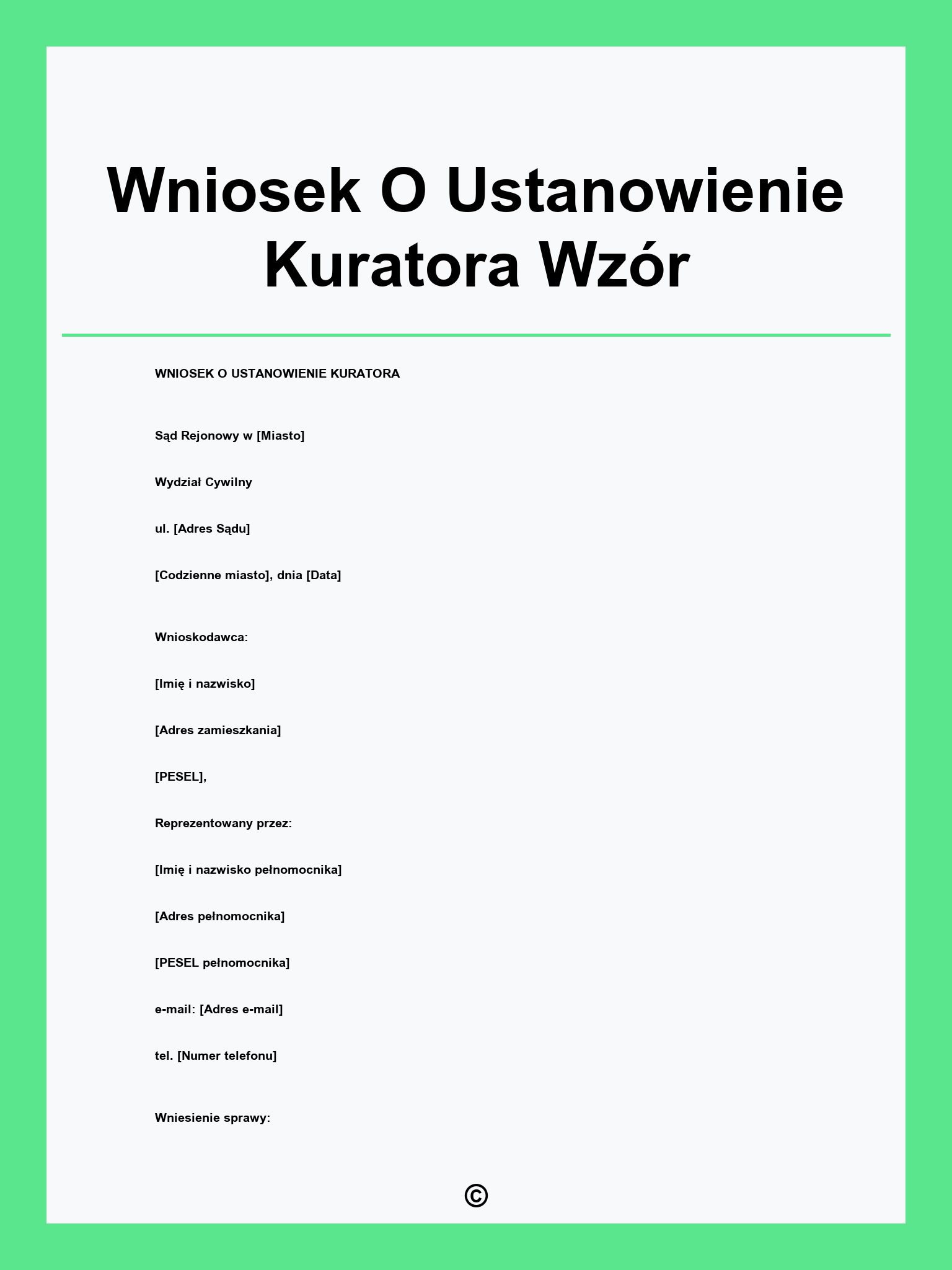 Wniosek O Ustanowienie Kuratora Wzór