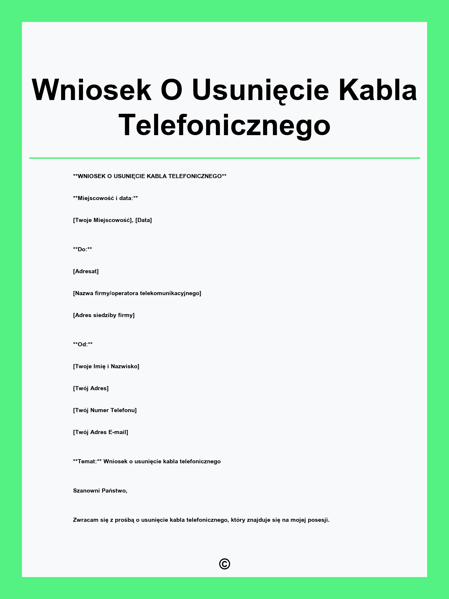 Wniosek O Usunięcie Kabla Telefonicznego