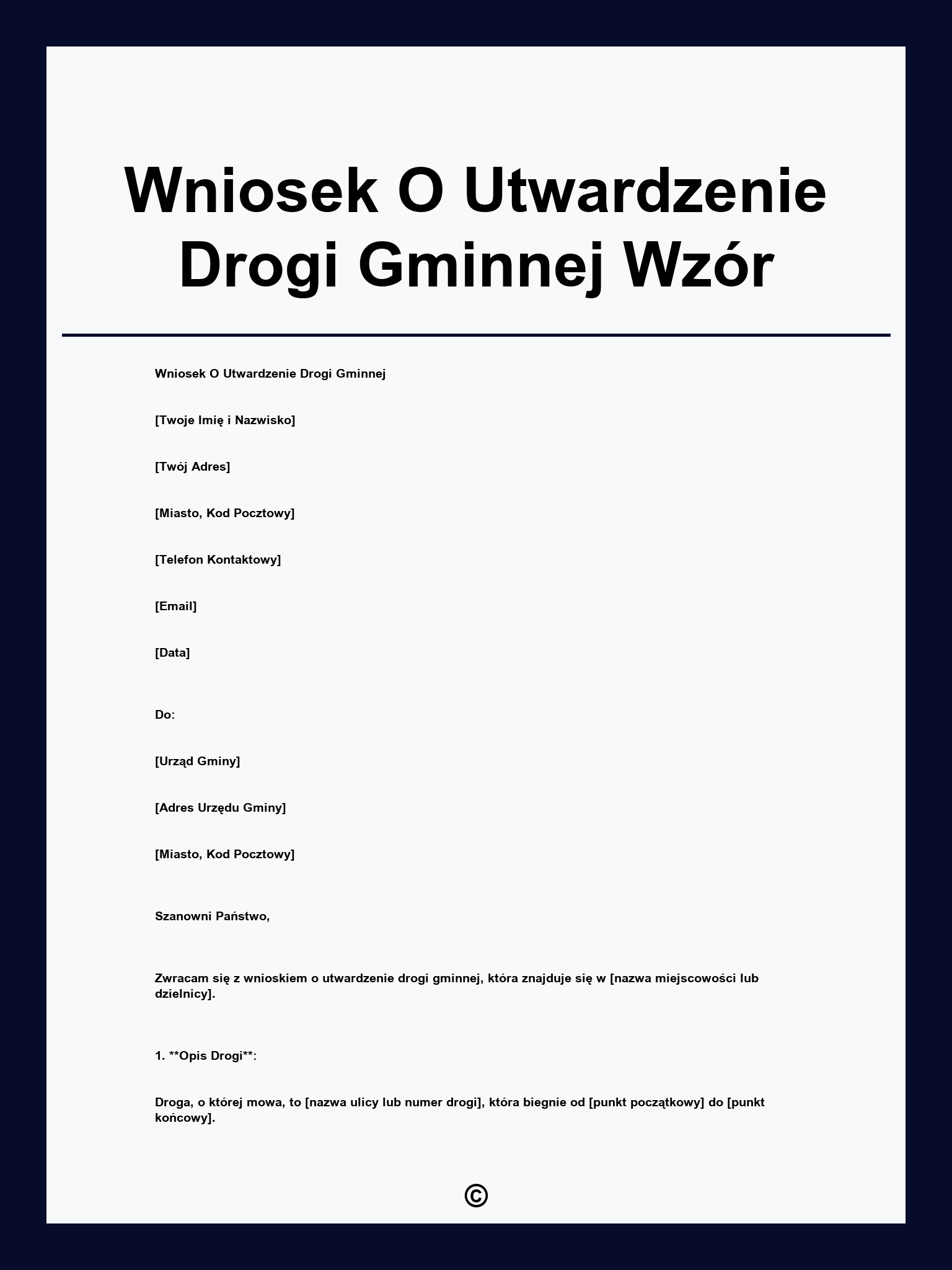 Wniosek O Utwardzenie Drogi Gminnej Wzór