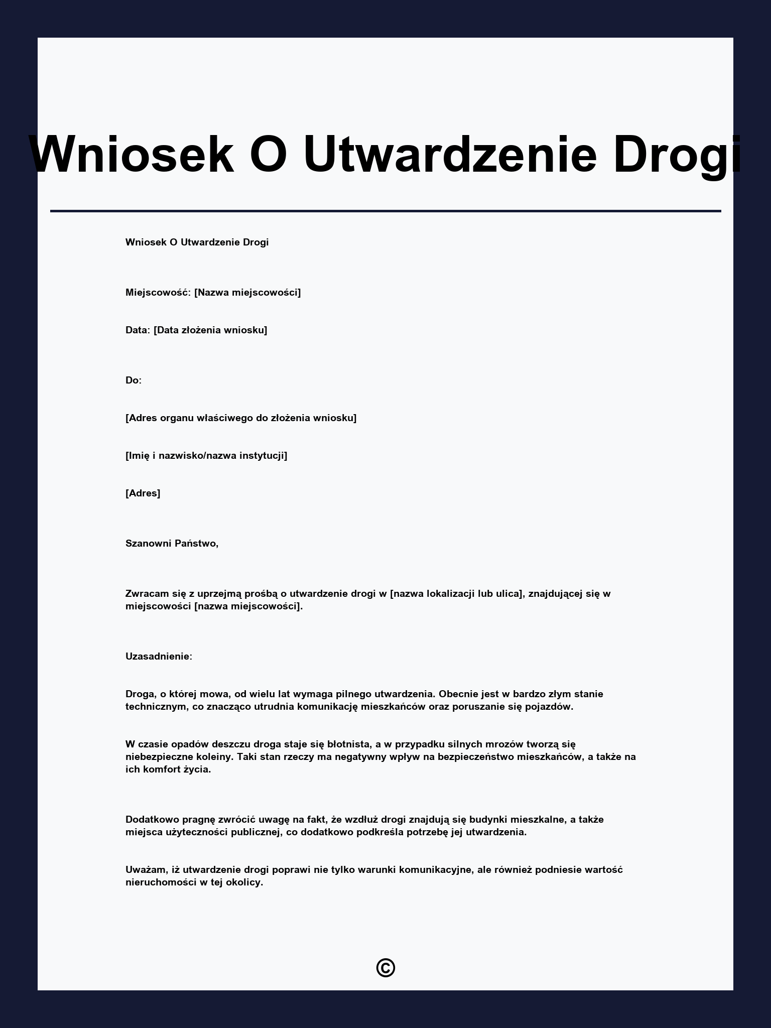 Wniosek O Utwardzenie Drogi