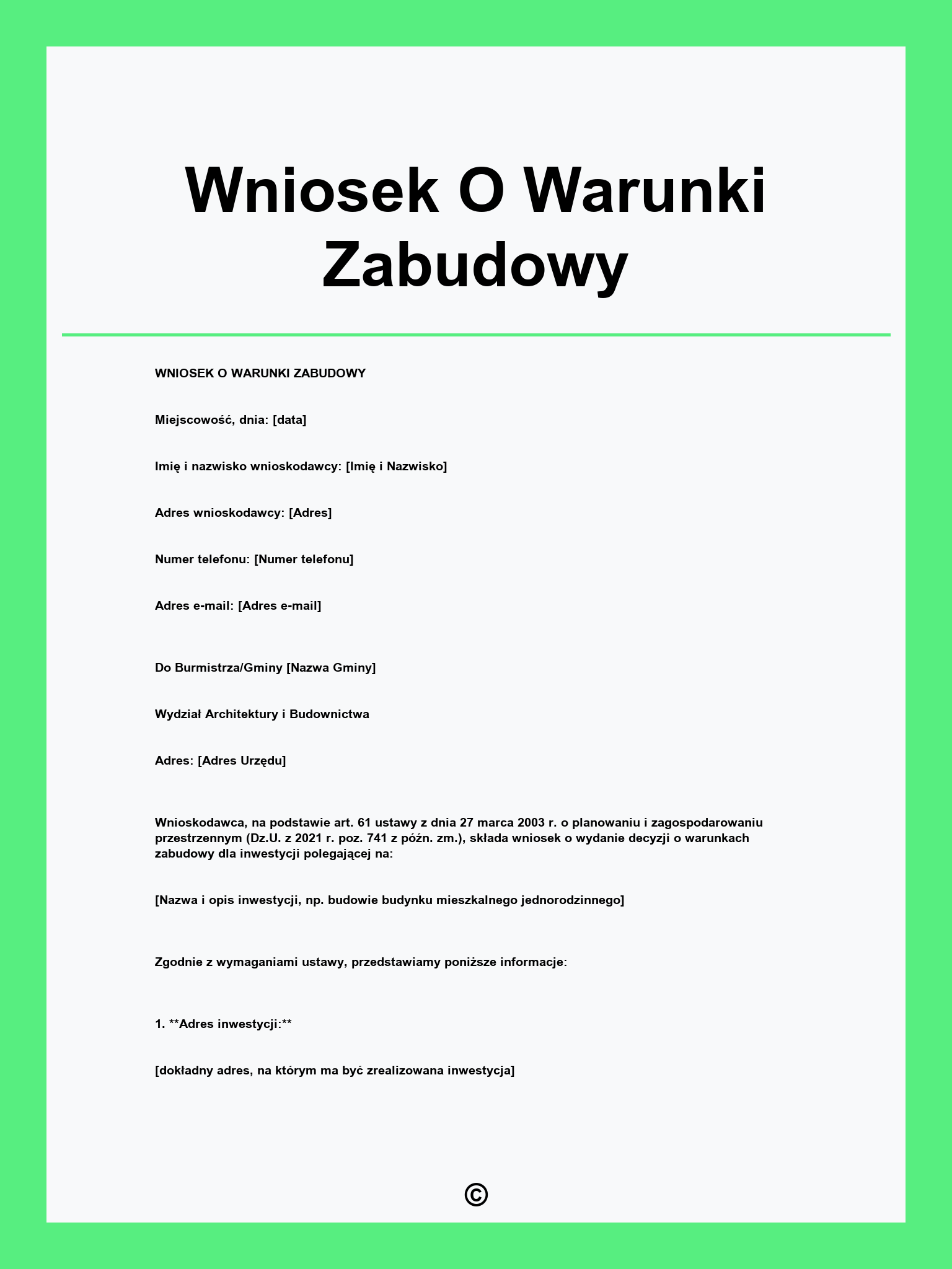 Wniosek O Warunki Zabudowy