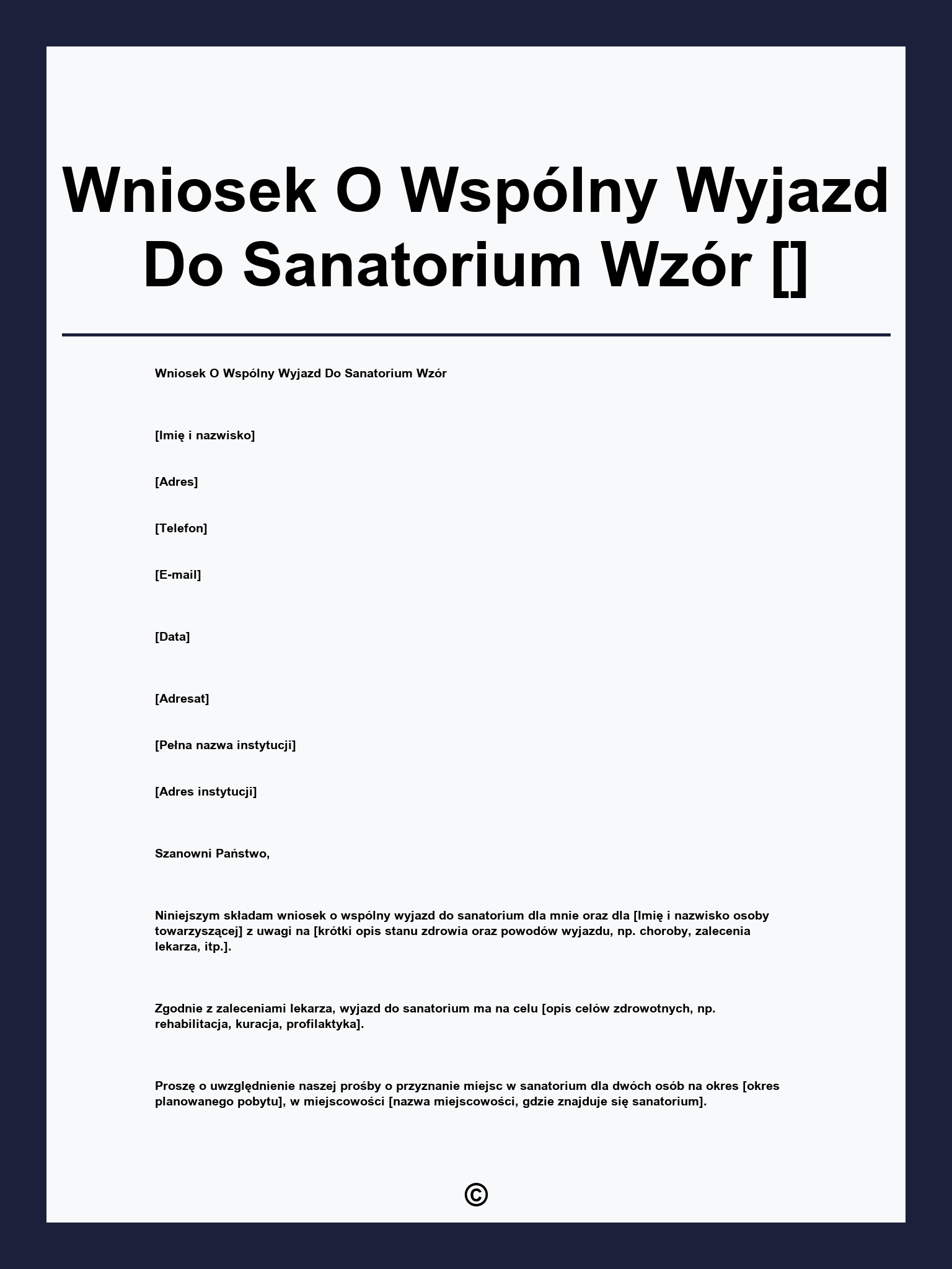 Wniosek O Wspólny Wyjazd Do Sanatorium Wzór