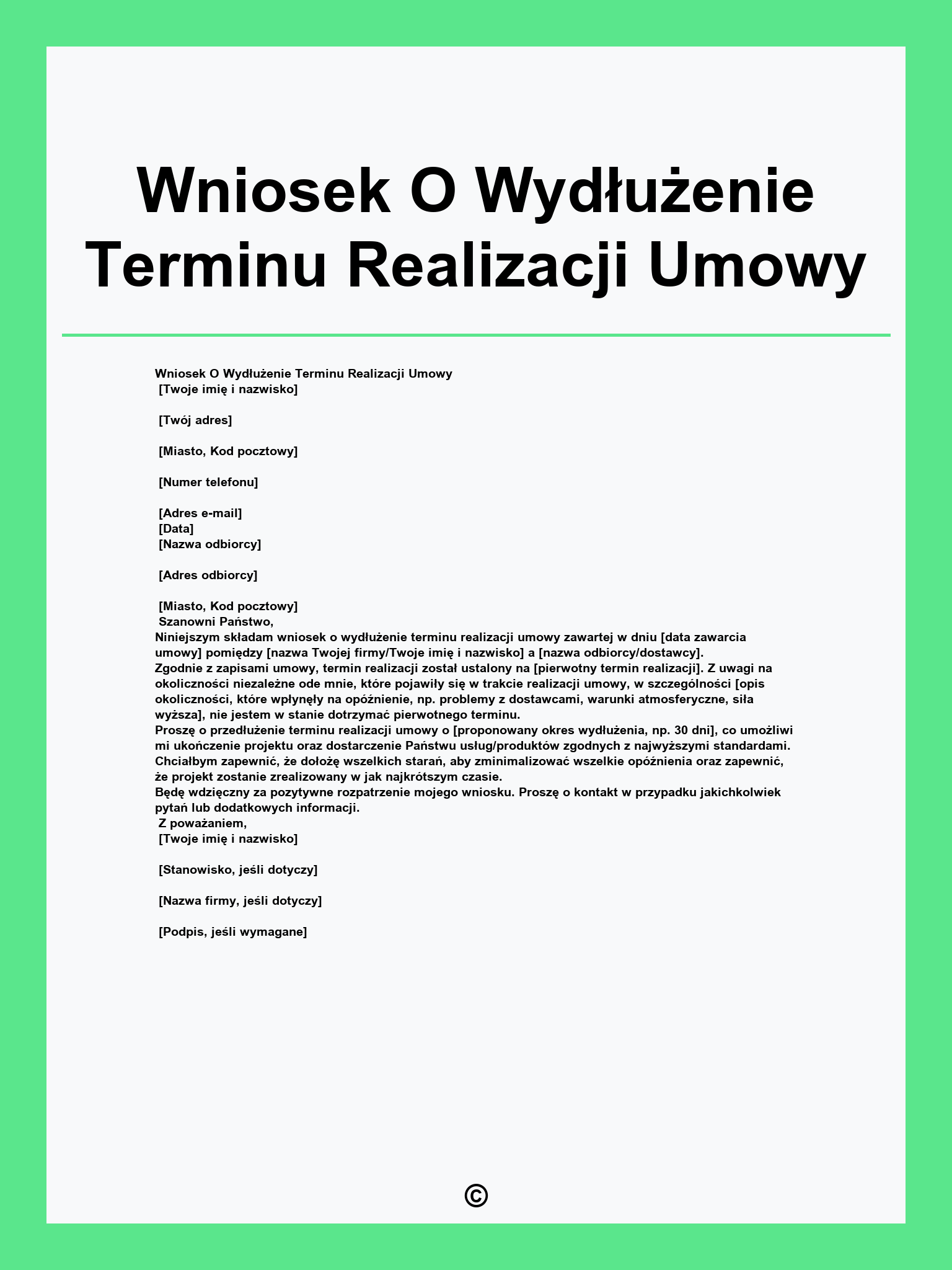 Wniosek O Wydłużenie Terminu Realizacji Umowy
