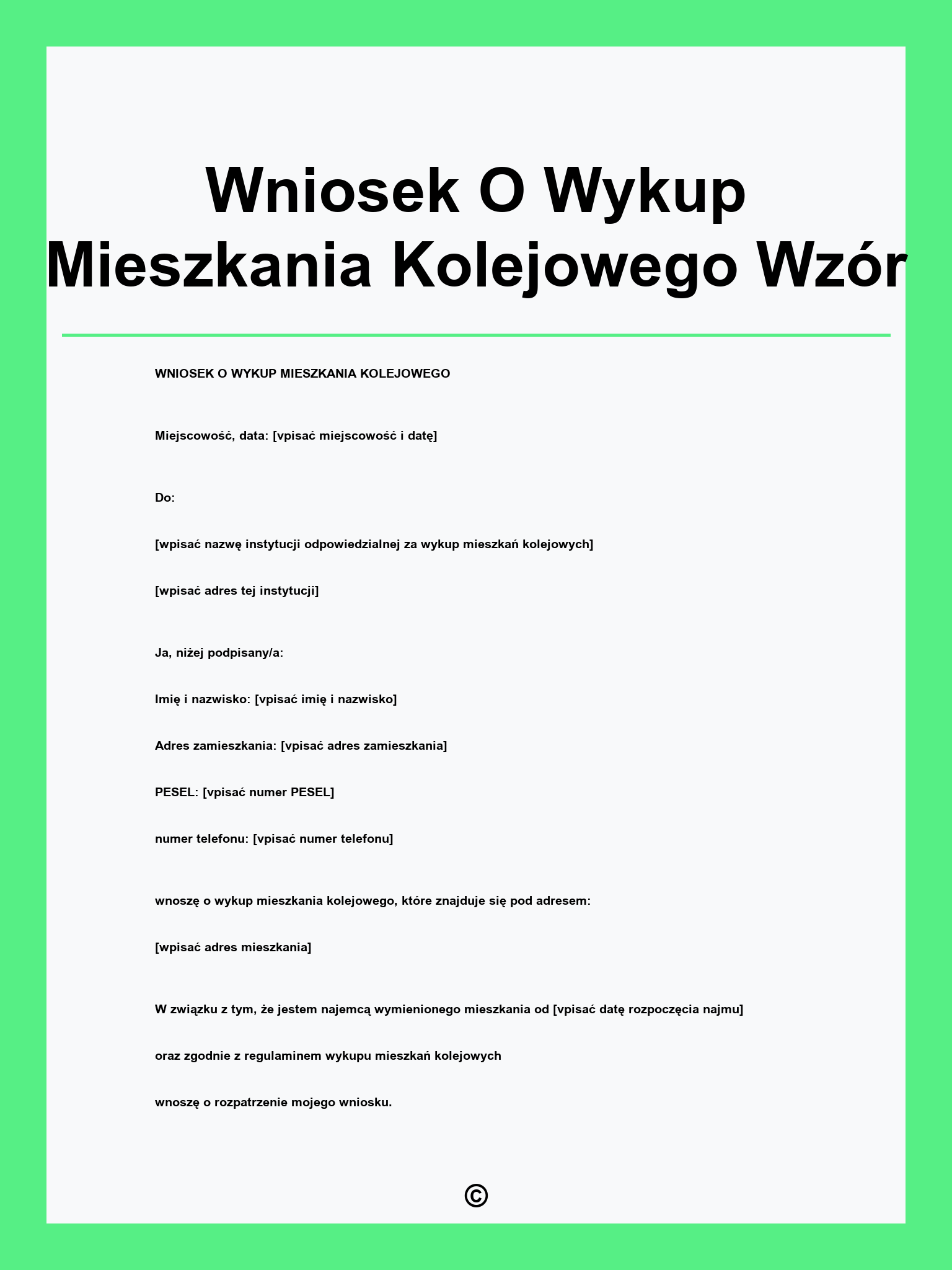 Wniosek O Wykup Mieszkania Kolejowego Wzór