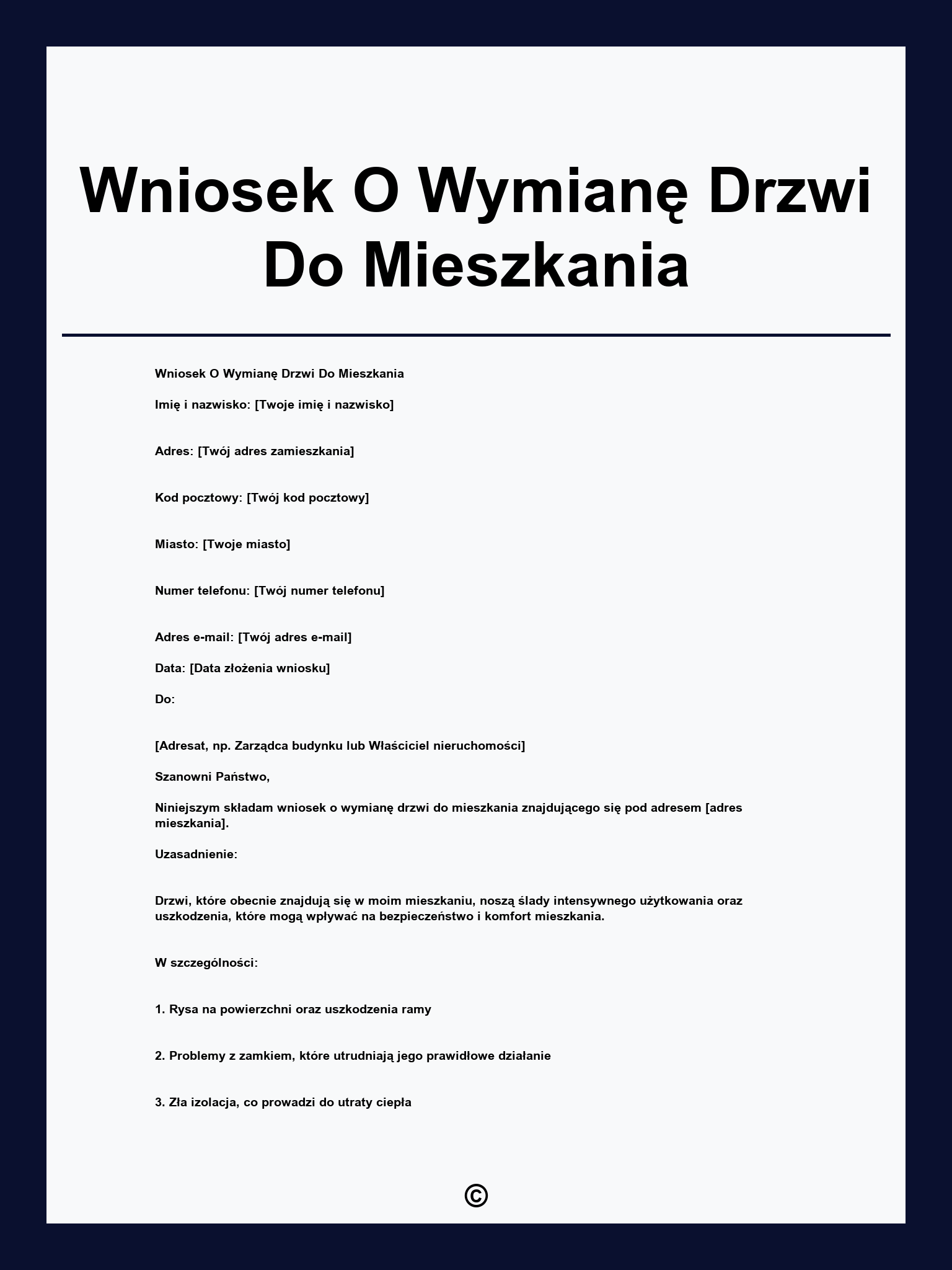 Wniosek O Wymianę Drzwi Do Mieszkania