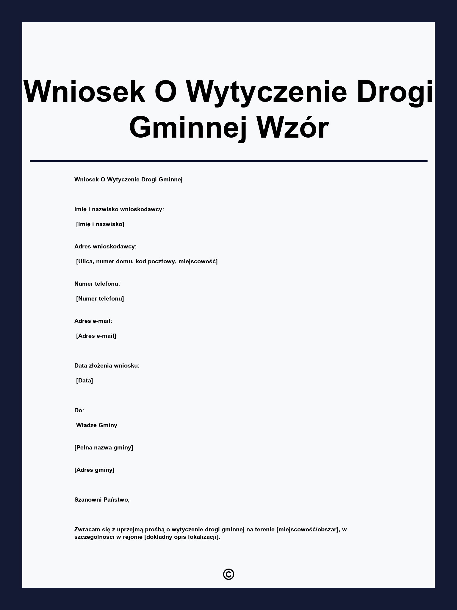 Wniosek O Wytyczenie Drogi Gminnej Wzór