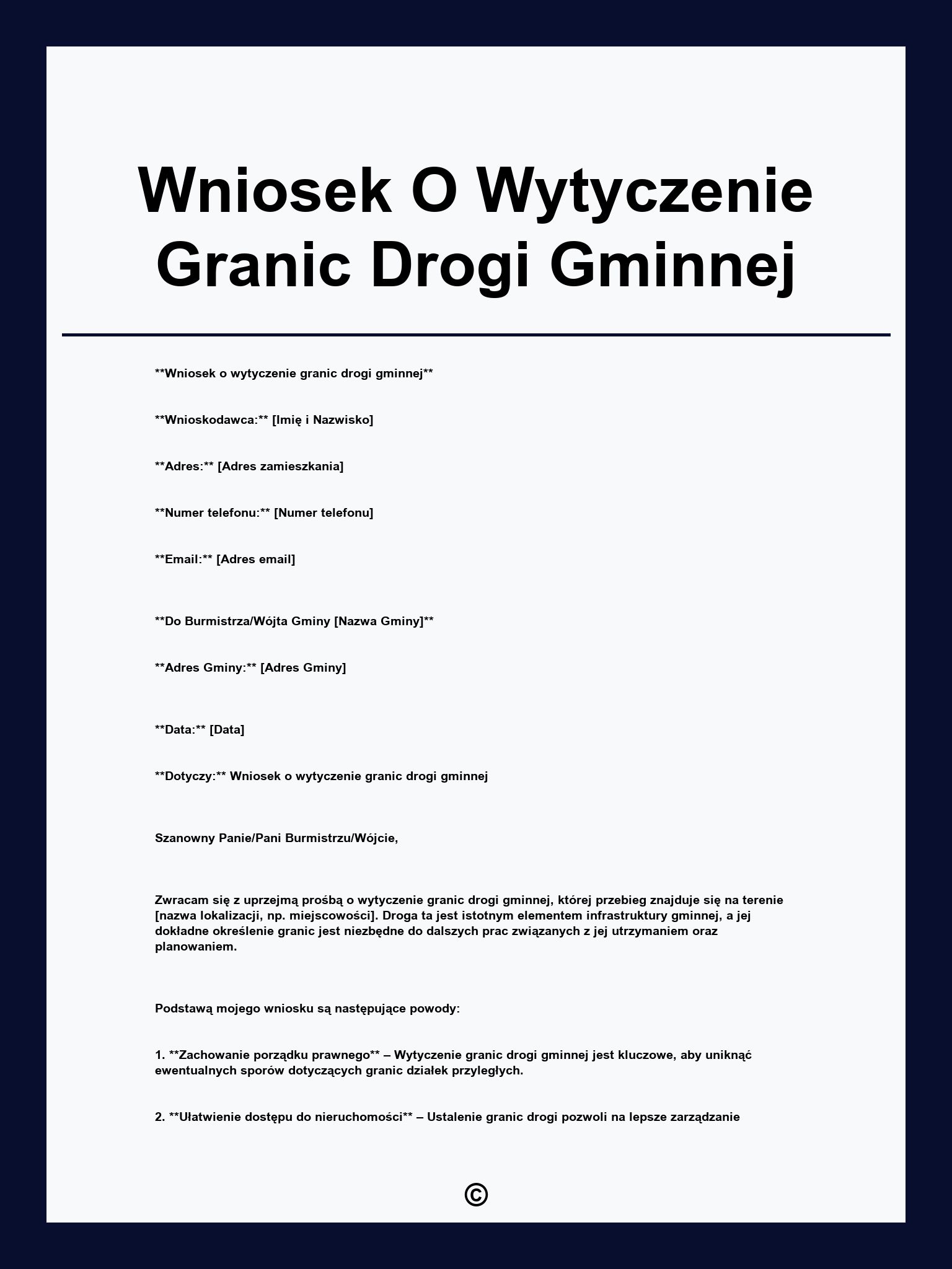 Wniosek O Wytyczenie Granic Drogi Gminnej