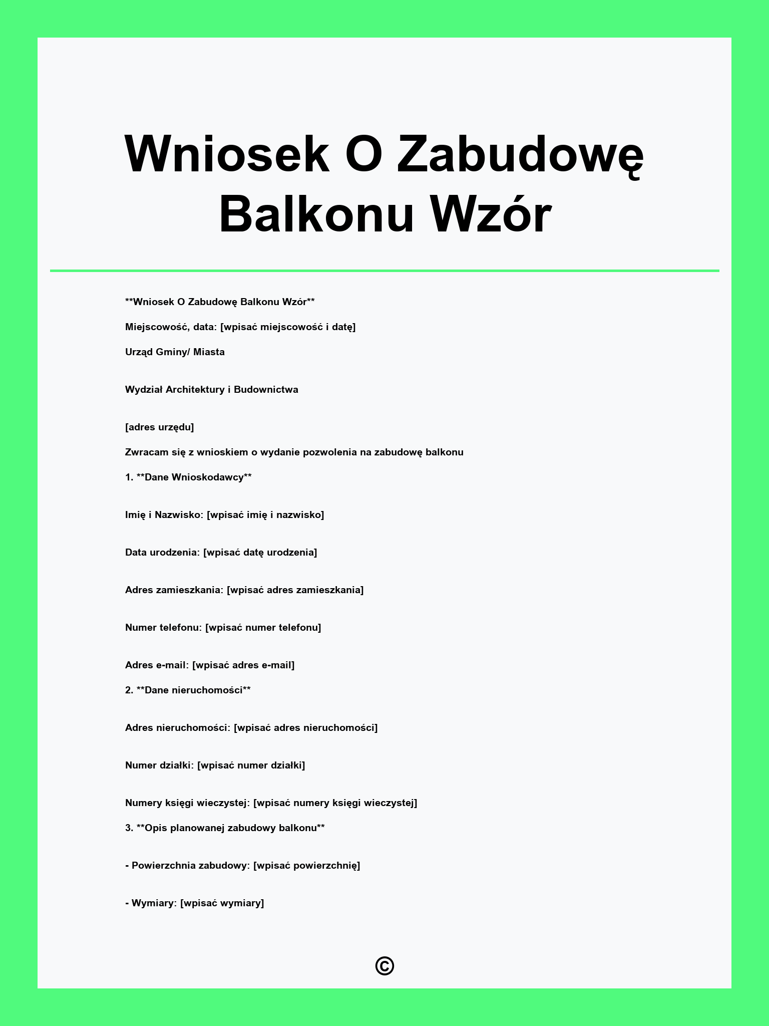 Wniosek O Zabudowę Balkonu Wzór